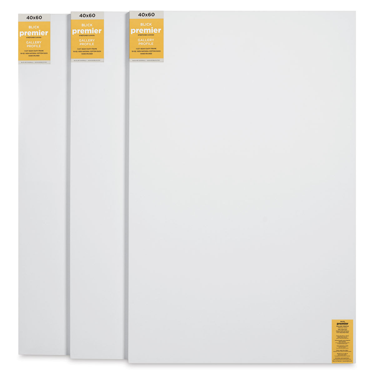 Blick Premier Stretched Cotton Canvas - Gallery Profile, Splined, 40" x 60", Pkg of 3