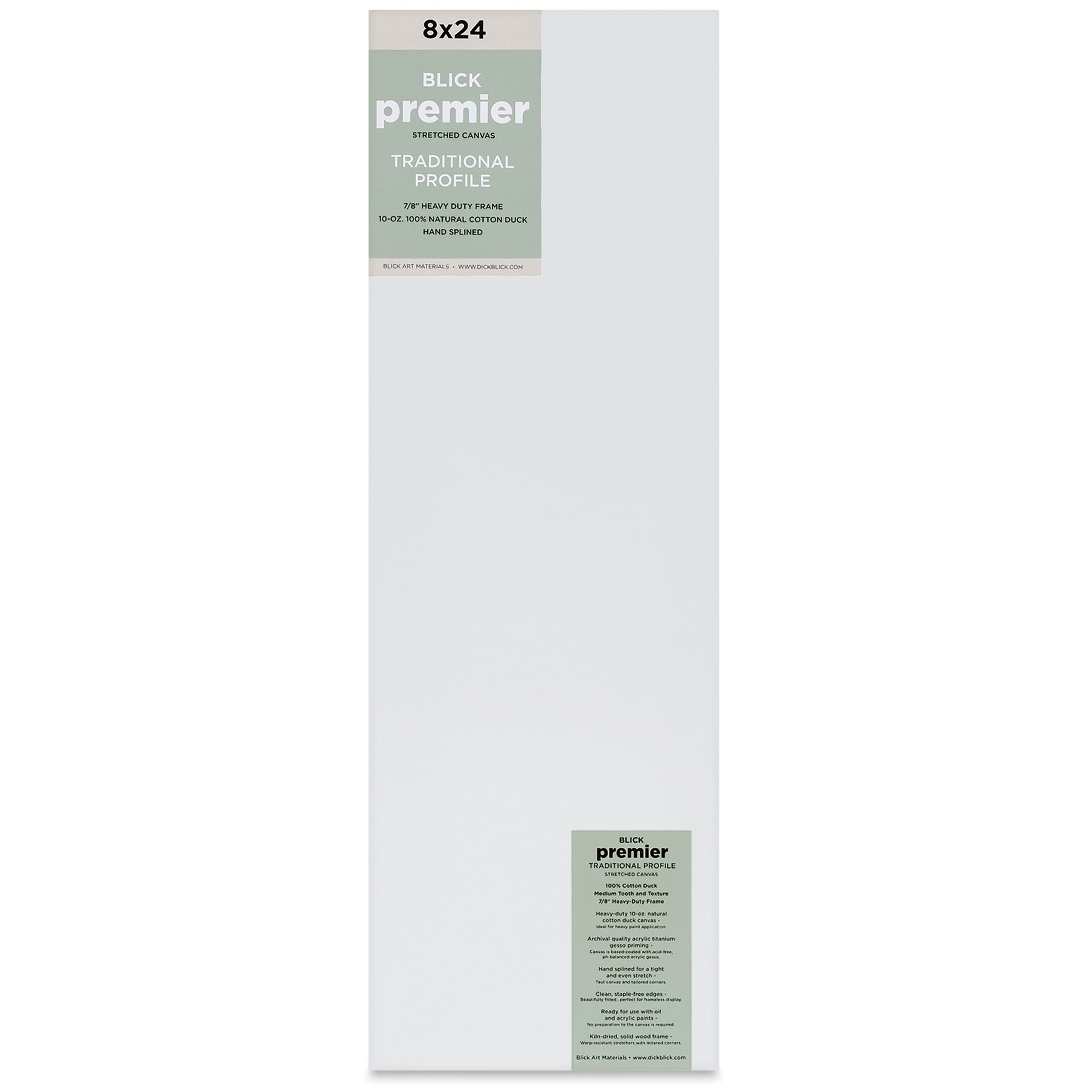 Blick Premier Stretched Cotton Canvas - Traditional Profile, Splined, 8" x 24"