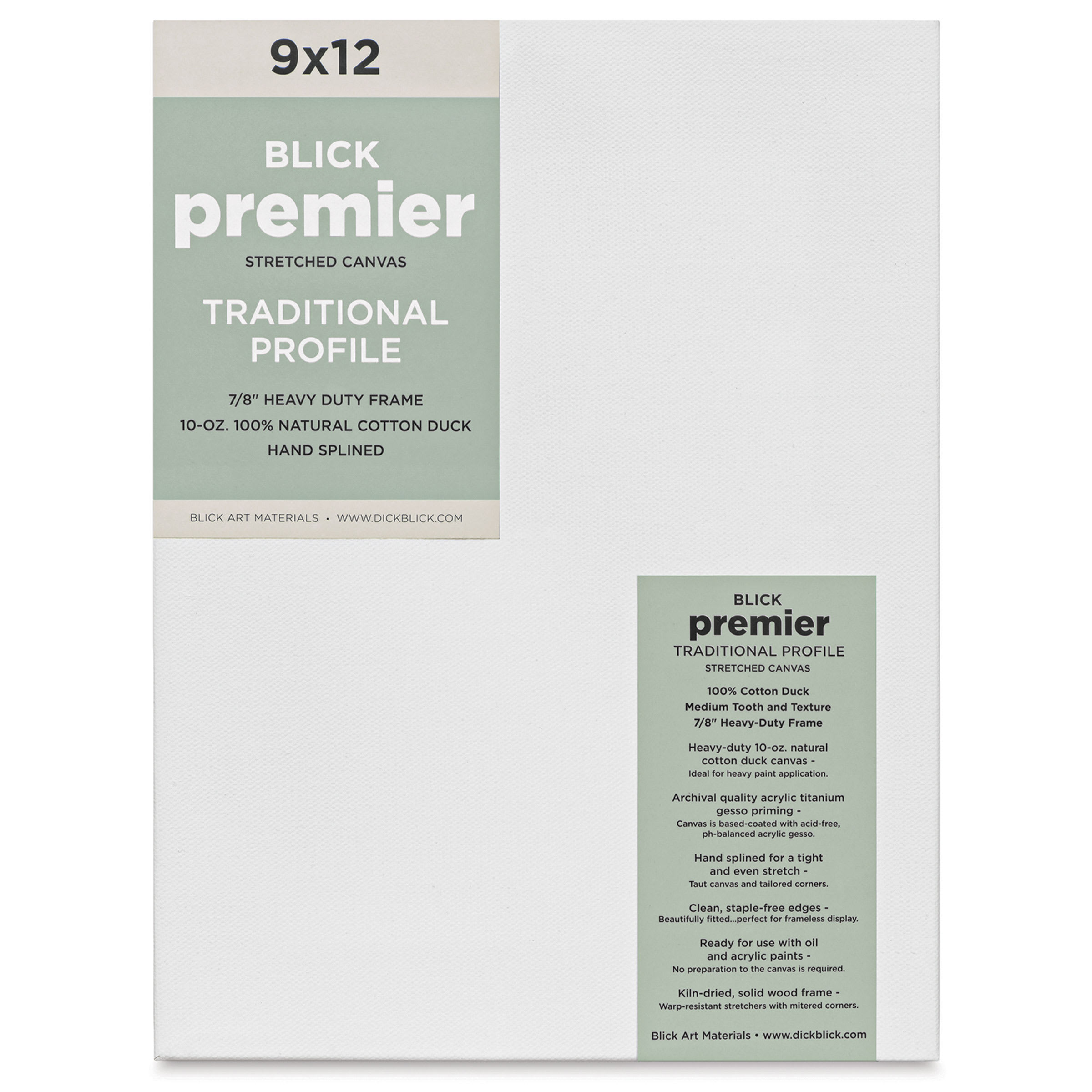 Blick Premier Stretched Cotton Canvas - Traditional Profile, Splined, 9" x 12"