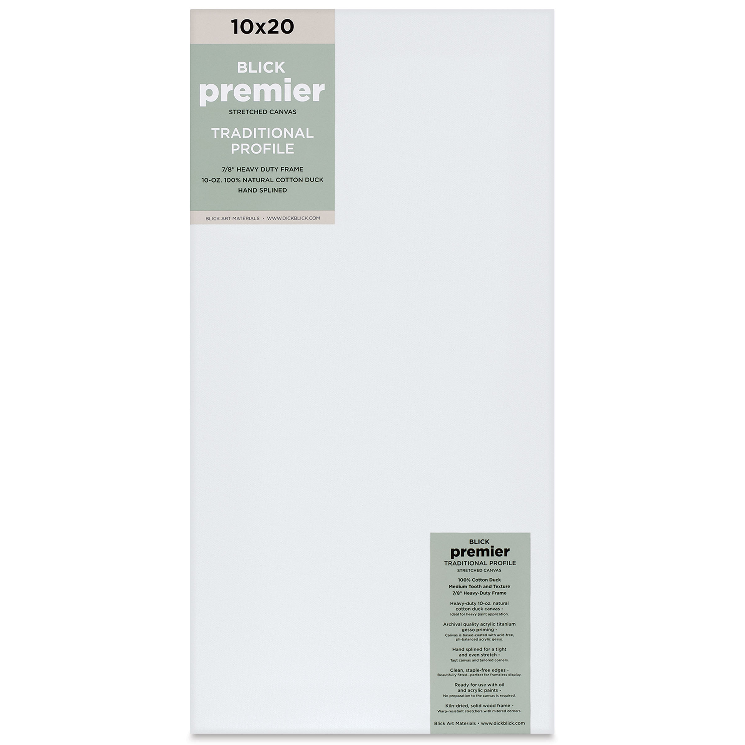 Blick Premier Stretched Cotton Canvas - Traditional Profile, Splined, 10" x 20"