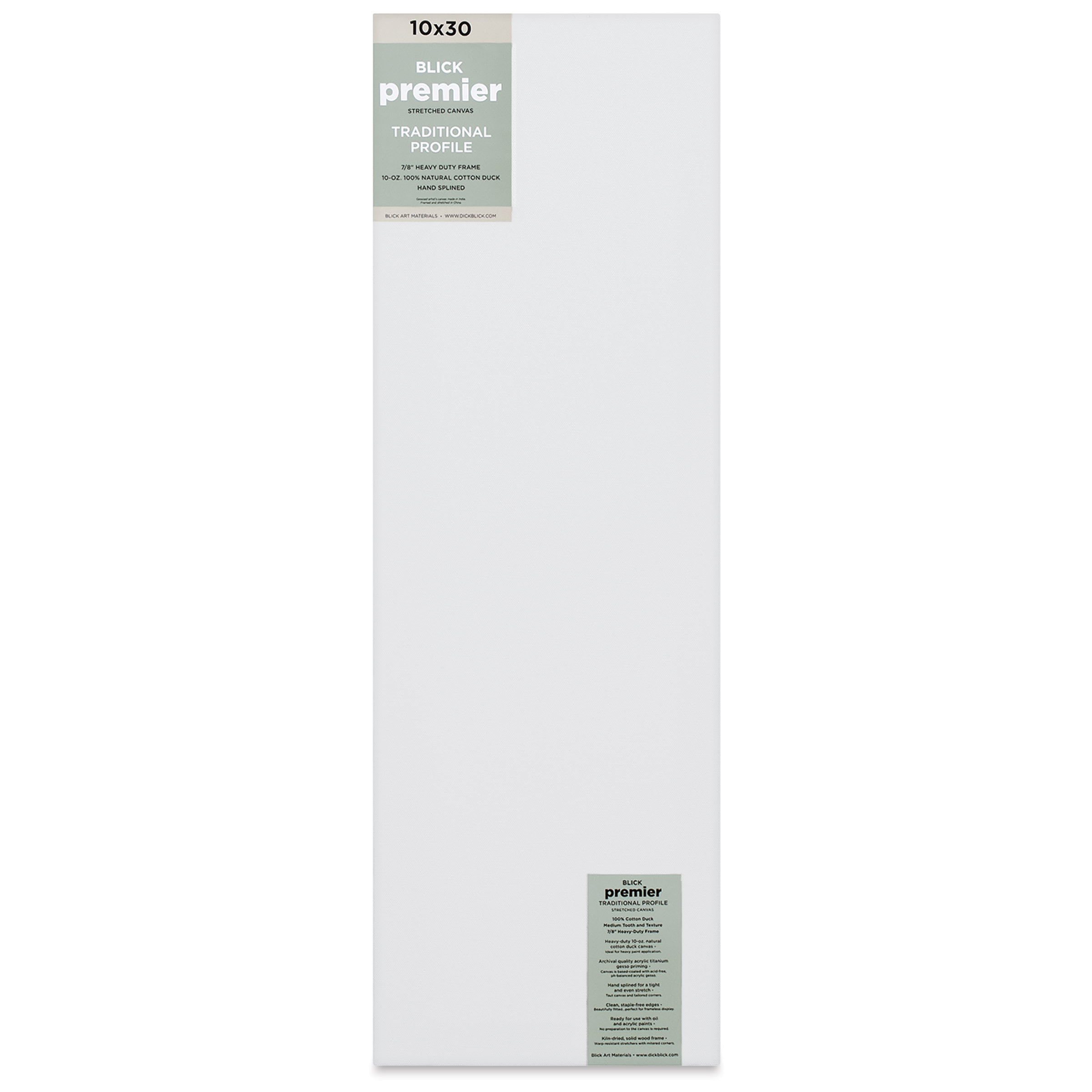 Blick Premier Stretched Cotton Canvas - Traditional Profile, Splined, 10" x 30"