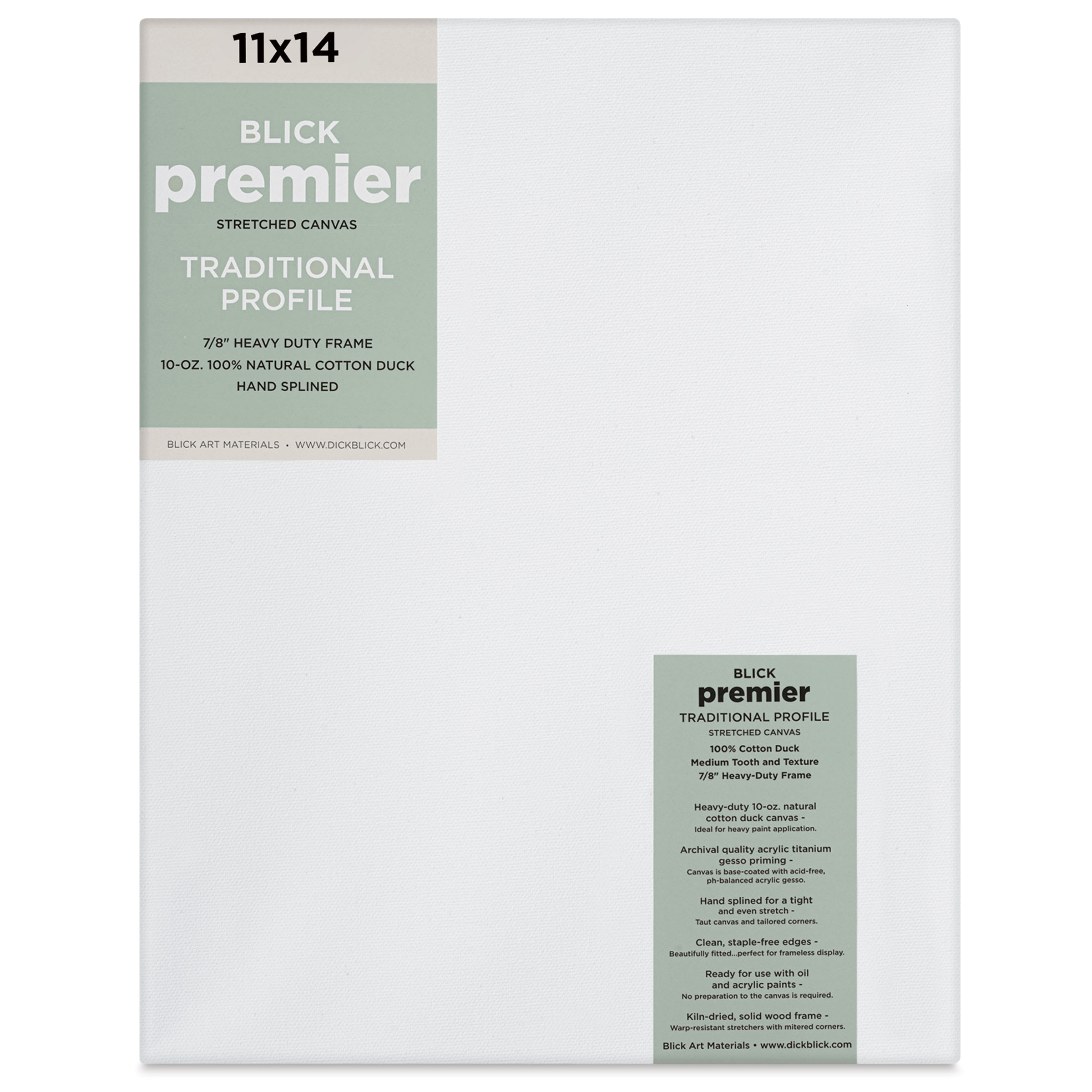 Blick Premier Stretched Cotton Canvas - Traditional Profile, Splined, 11" x 14"
