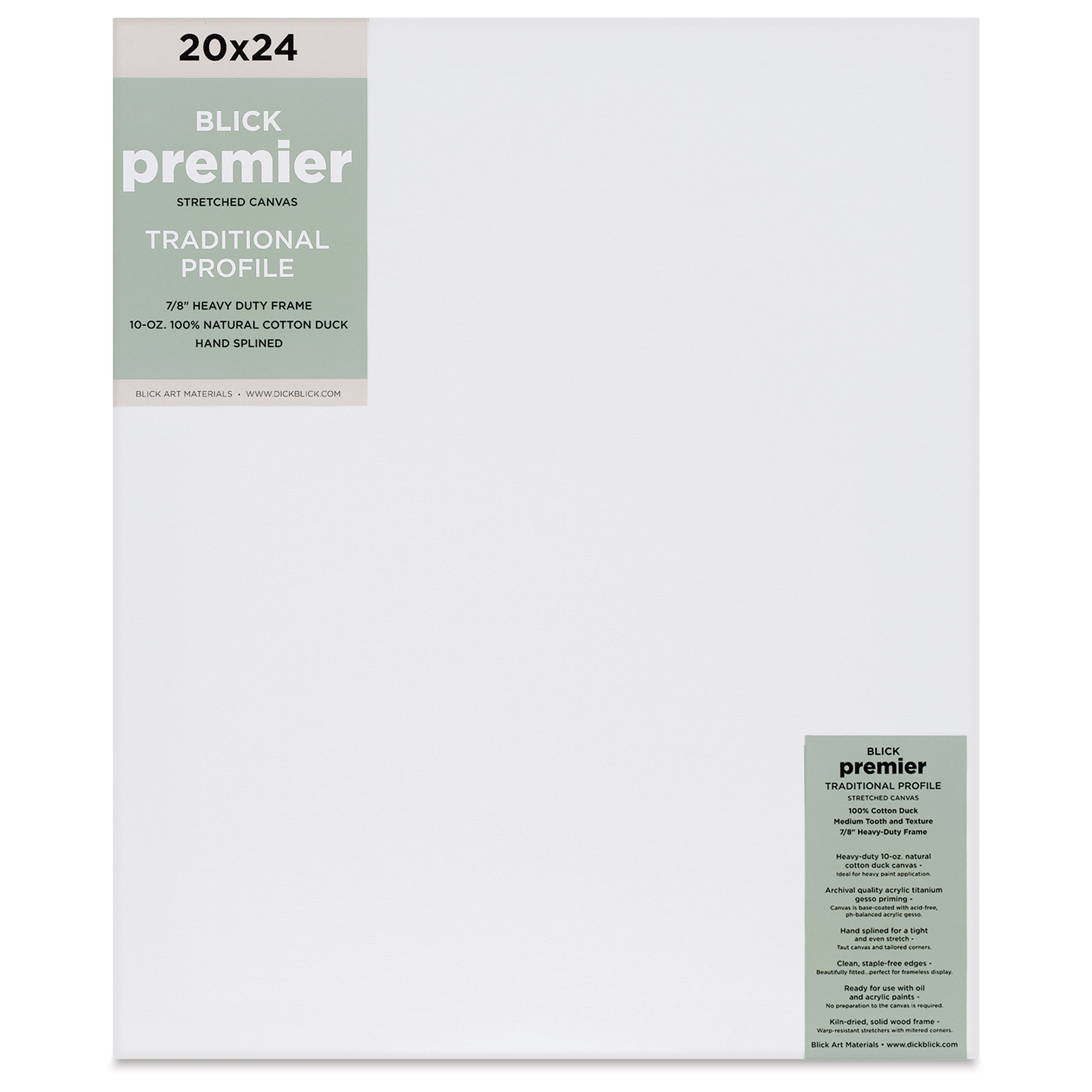 Blick Premier Stretched Cotton Canvas - Traditional Profile, Splined, 20" x 24"