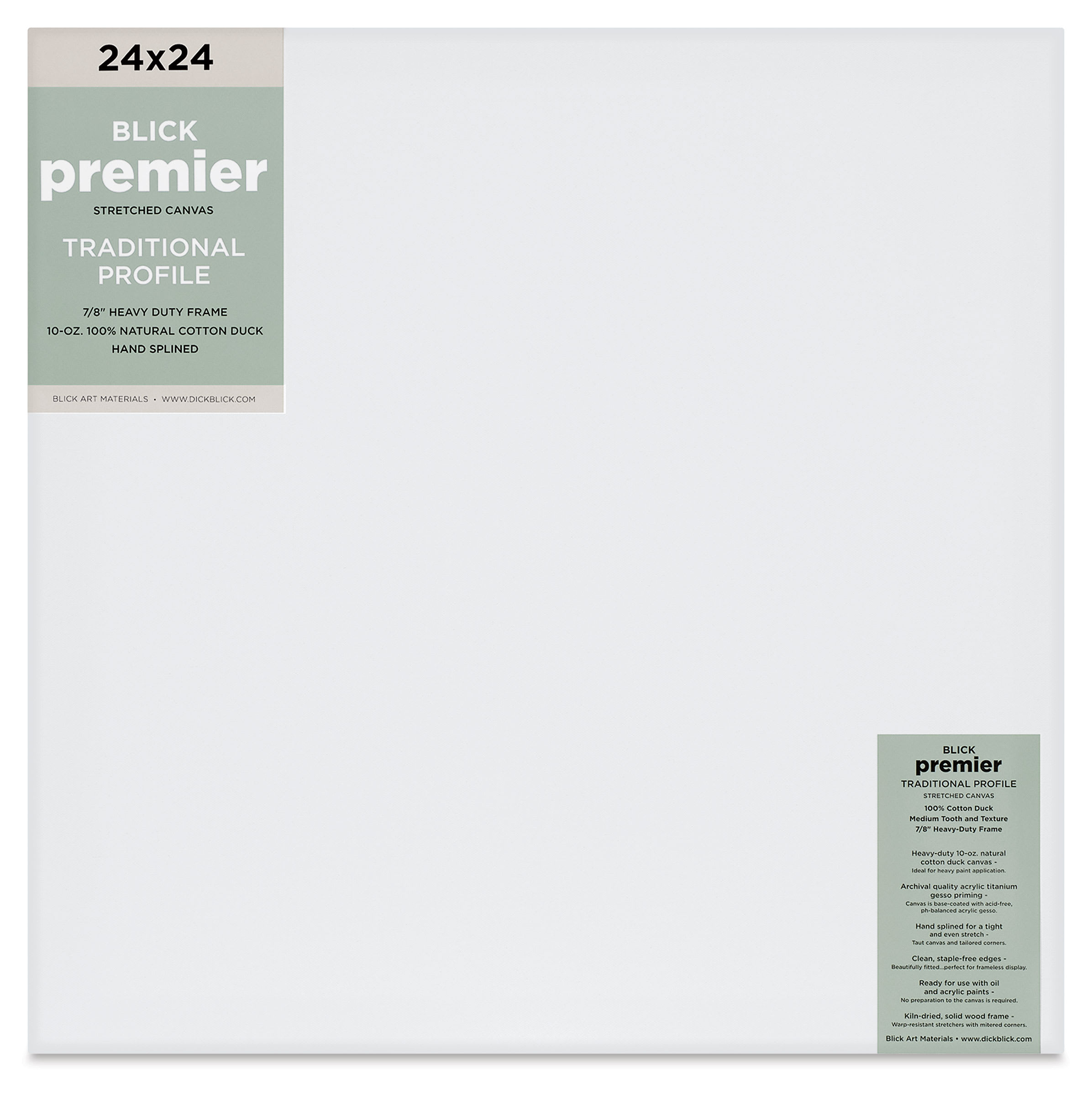 Blick Premier Stretched Cotton Canvas - Traditional Profile, Splined, 24" x 24"
