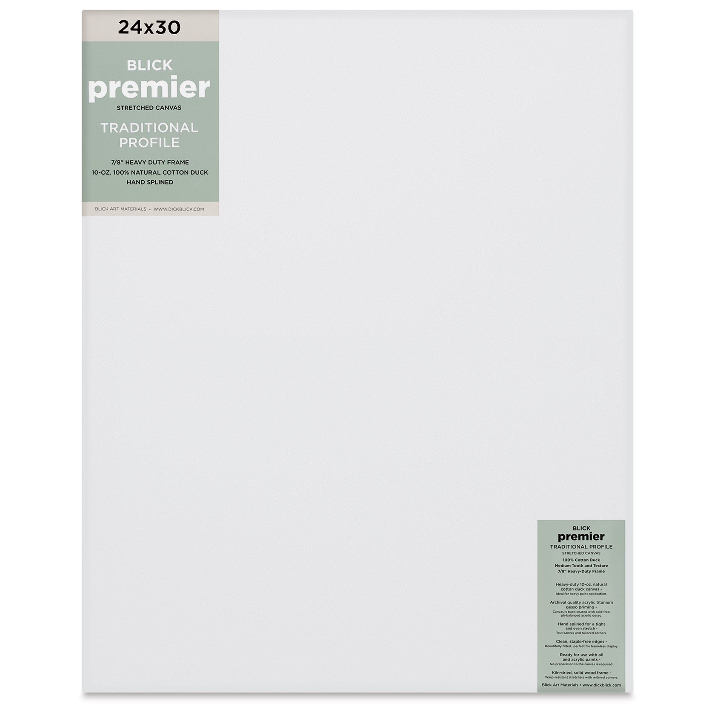 Blick Premier Stretched Cotton Canvas - Traditional Profile, Splined, 24" x 30"