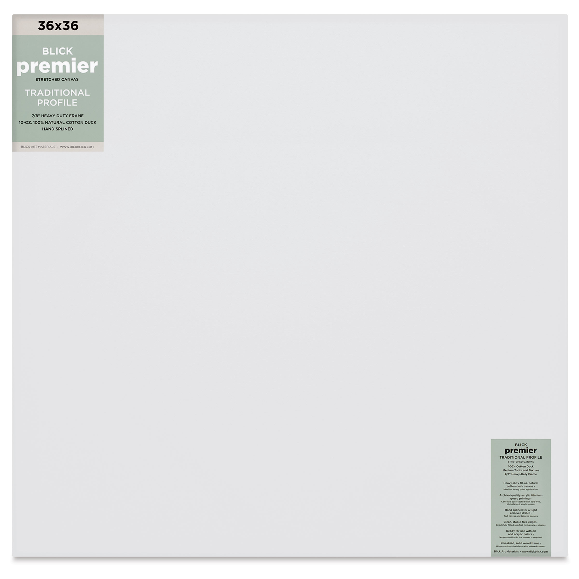 Blick Premier Stretched Cotton Canvas - Traditional Profile, Splined, 36" x 36"