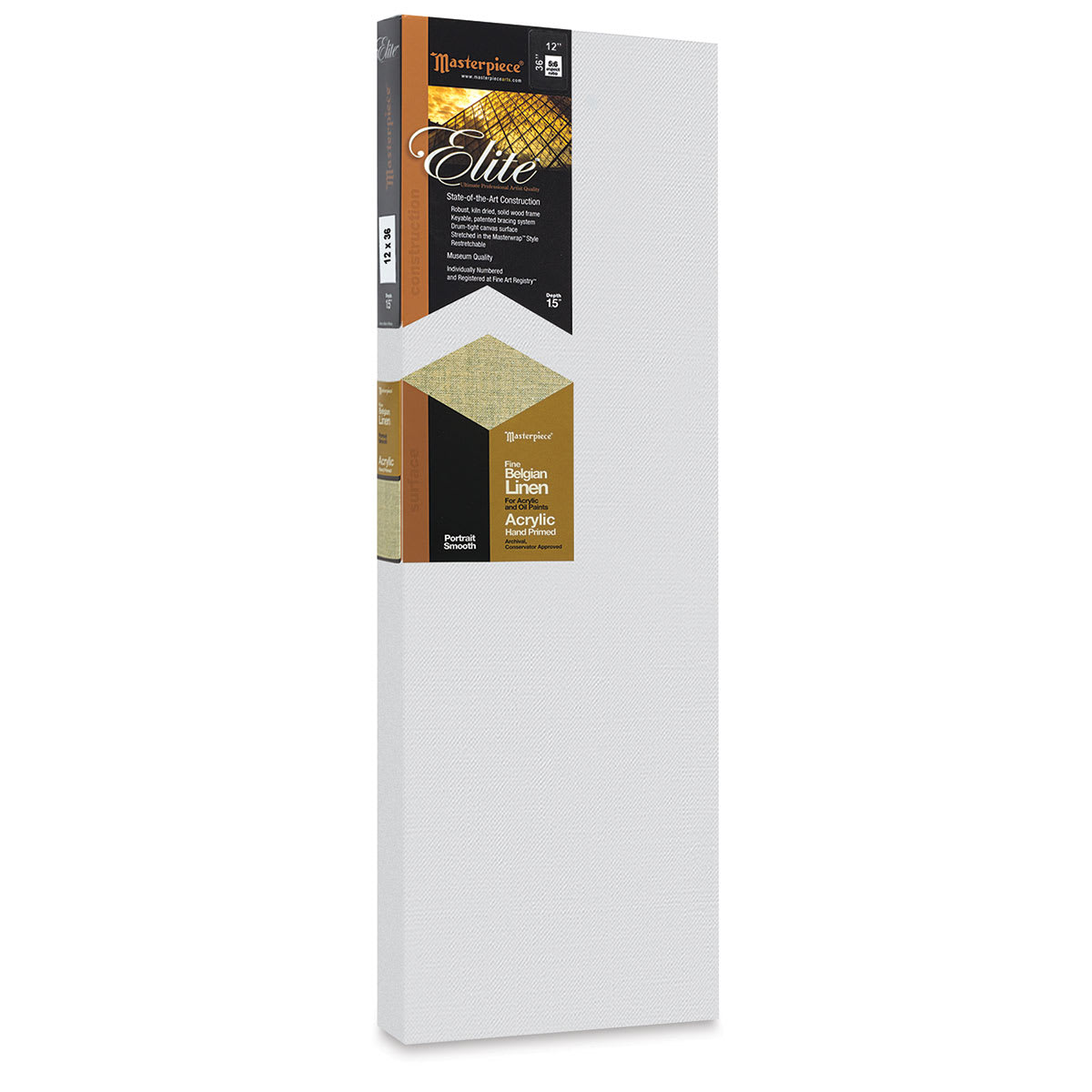 Masterpiece Elite Portrait Smooth Canvas - 12" x 36", Acrylic Primed