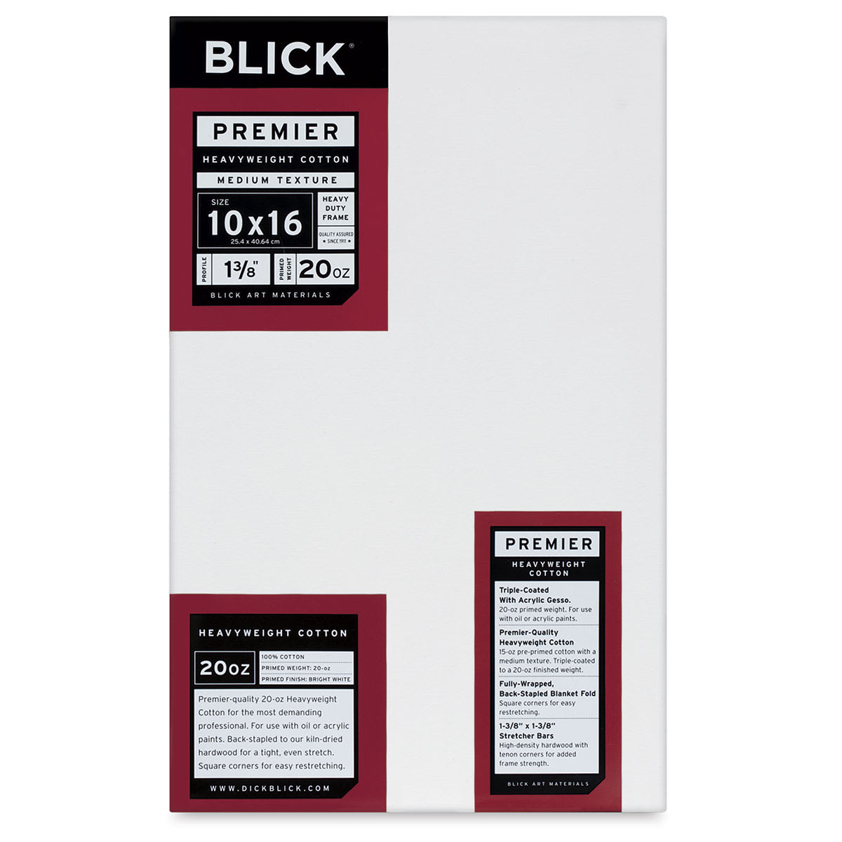 Blick Premier Heavyweight Stretched Cotton Canvas - 10" x 16", 1-3/8" Profile