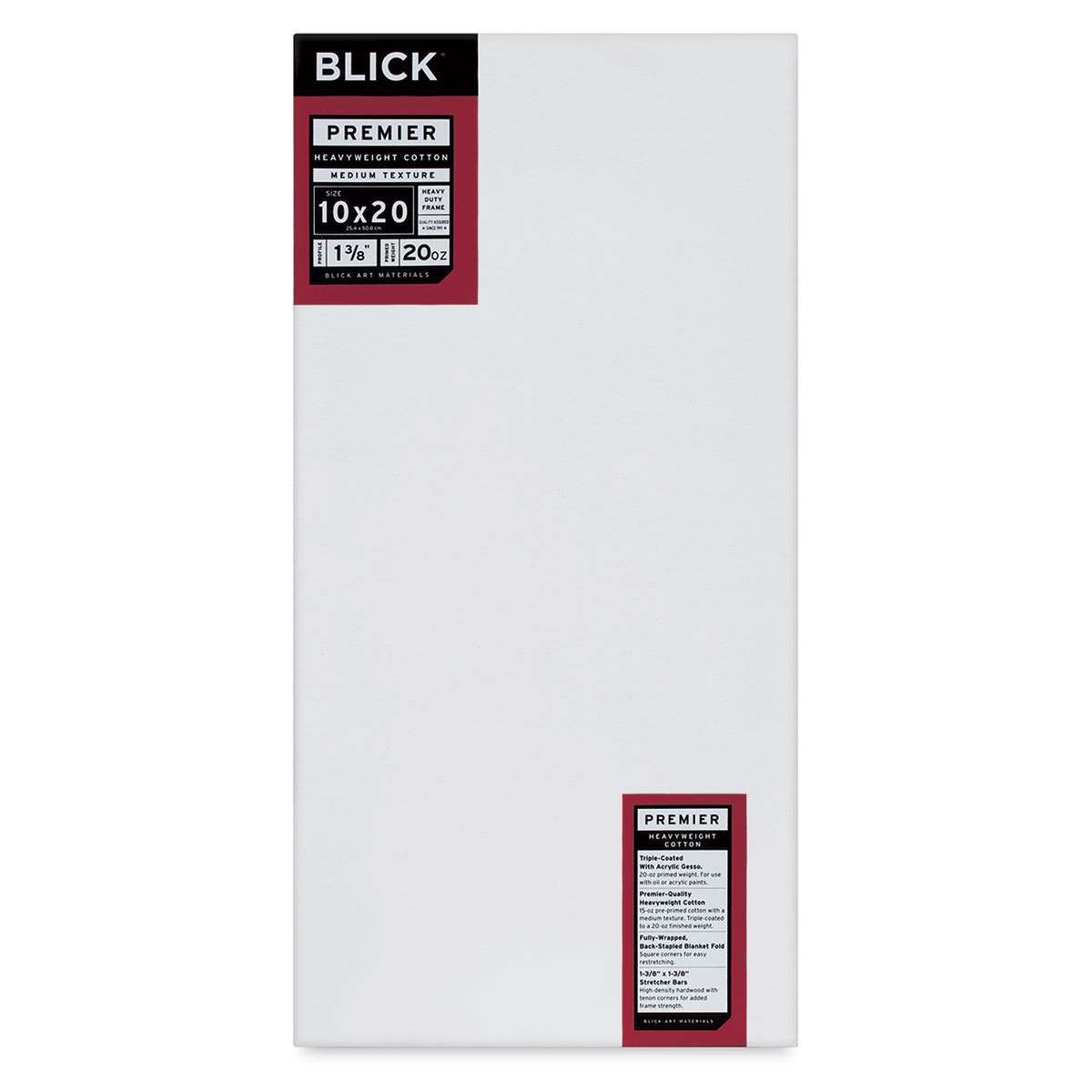 Blick Premier Heavyweight Stretched Cotton Canvas - 10" x 20", 1-3/8" Profile