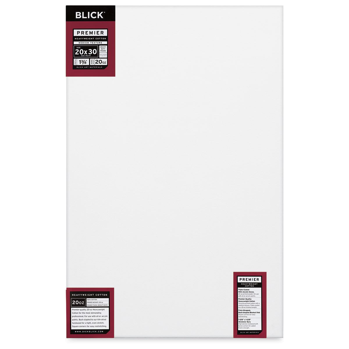 Blick Premier Heavyweight Stretched Cotton Canvas - 20" x 30", 1-3/8" Profile