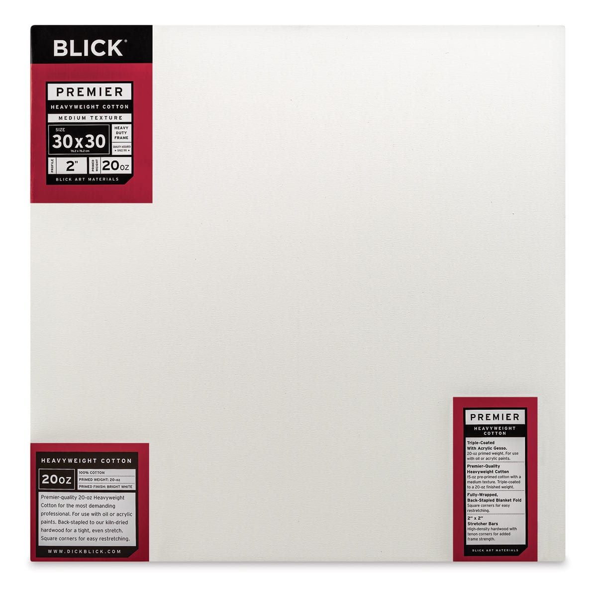 Blick Premier Heavyweight Stretched Cotton Canvas - 30" x 30", 2" Profile