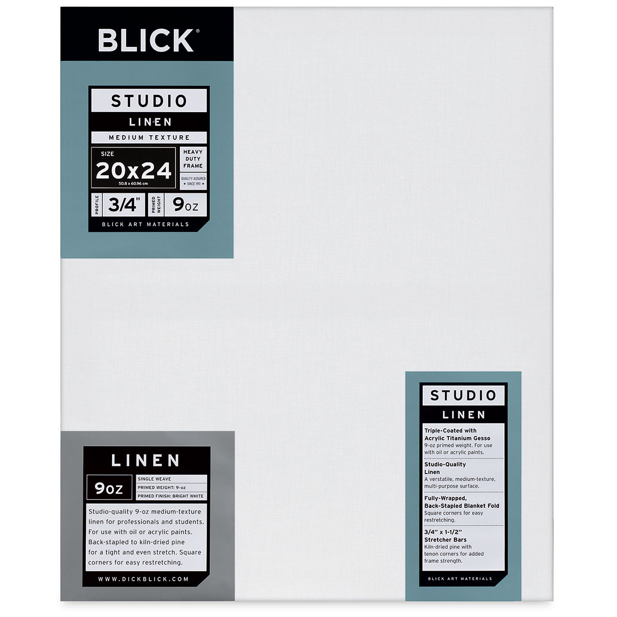 Blick Studio Linen Stretched Canvas - 20" x 24", Traditional 3/4" Profile