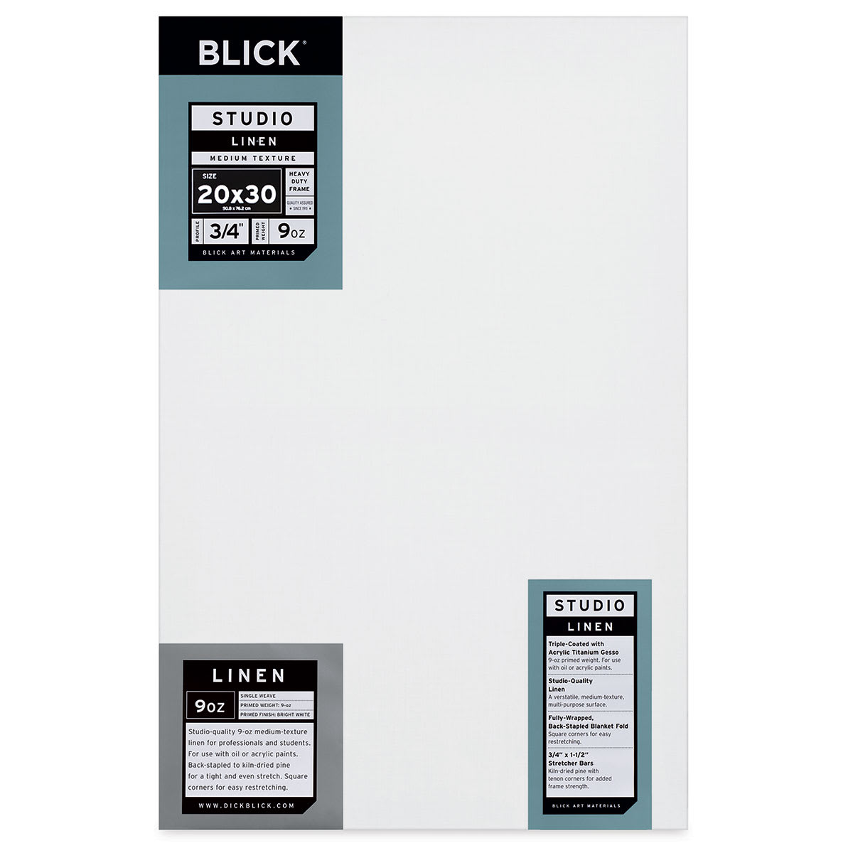Blick Studio Linen Stretched Canvas - 20" x 30", Traditional 3/4" Profile