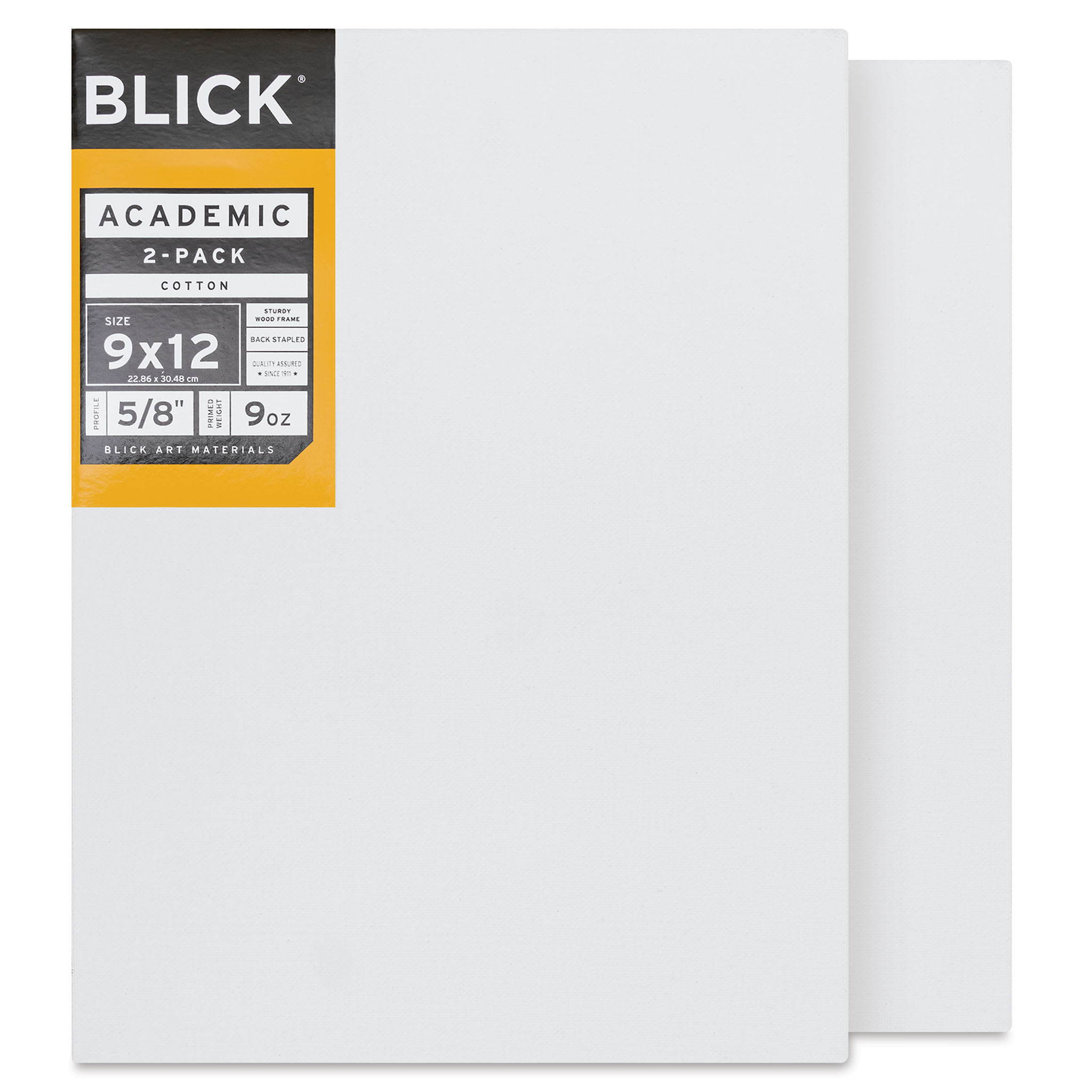 Blick Academic Cotton Stretched Canvas Pack - 9" x 12", Pkg of 2
