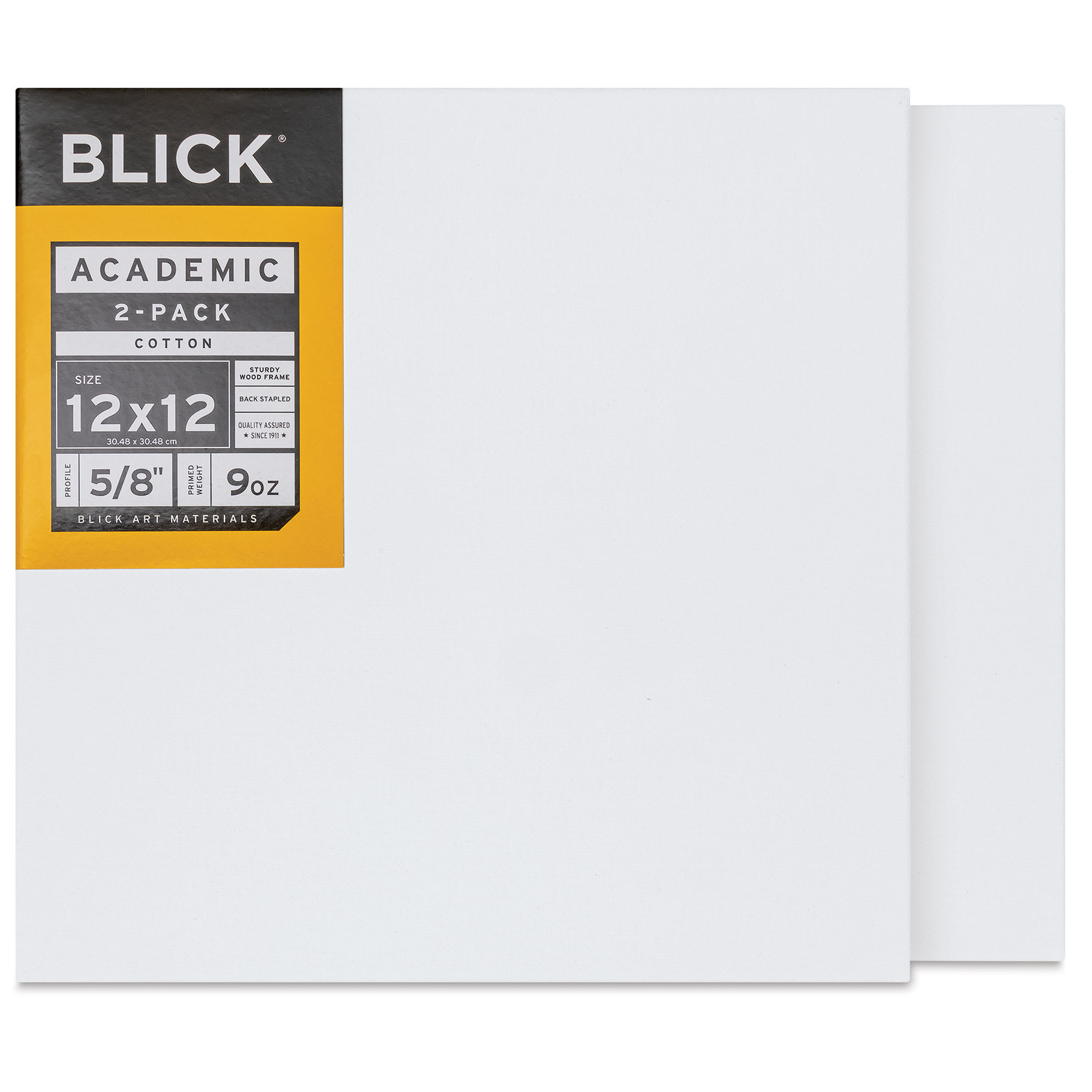 Blick Academic Cotton Stretched Canvas Pack - 12" x 12", Pkg of 2