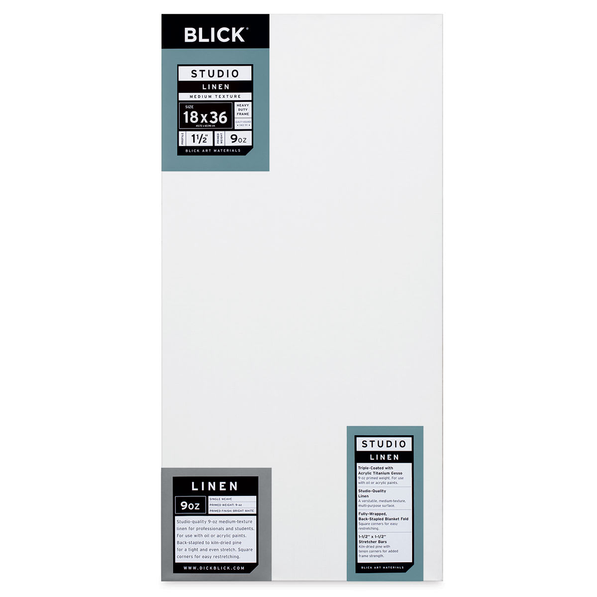 Blick Studio Linen Stretched Canvas - 18" x 36", Gallery 1-1/2" Profile