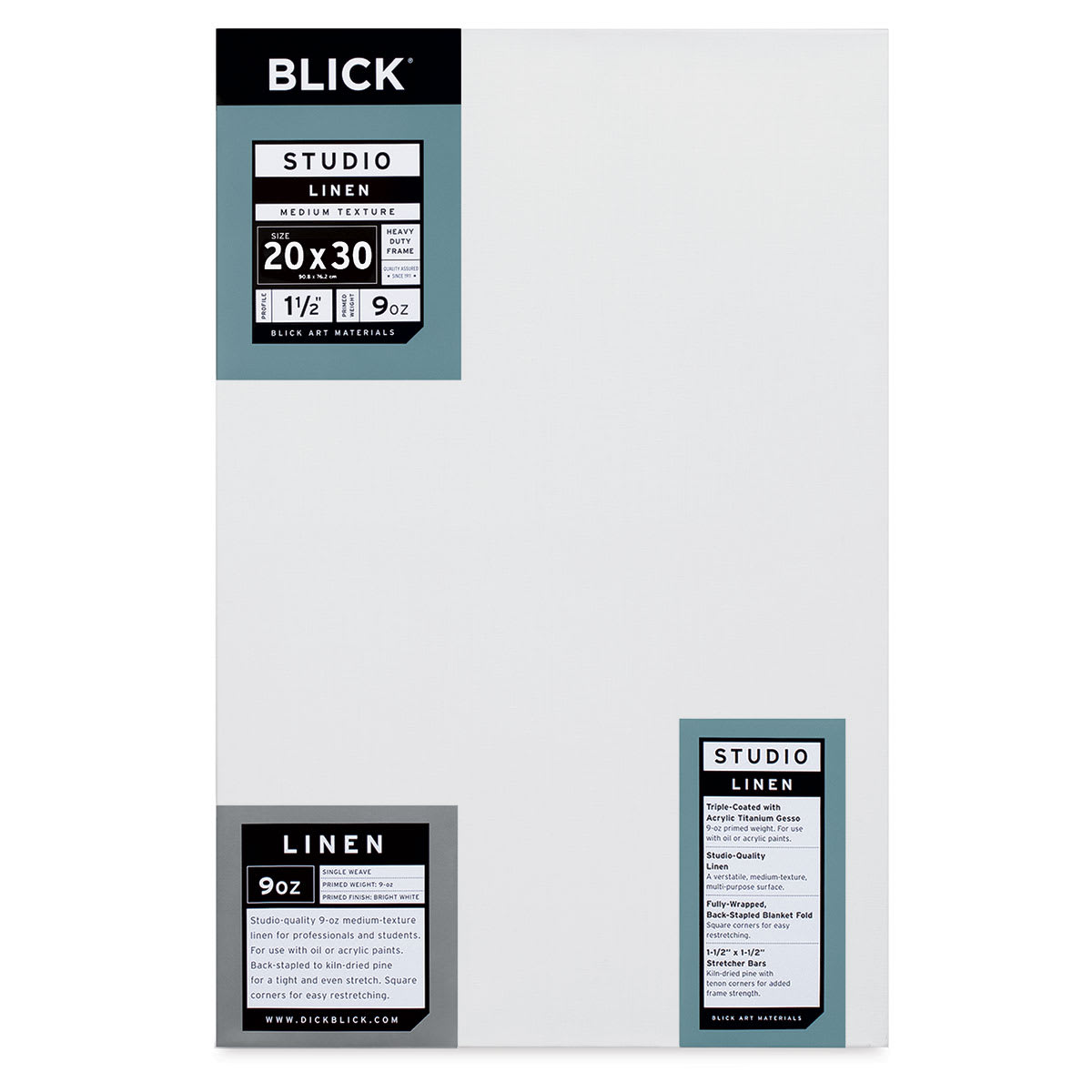Blick Studio Linen Stretched Canvas - 20" x 30", Gallery 1-1/2" Profile