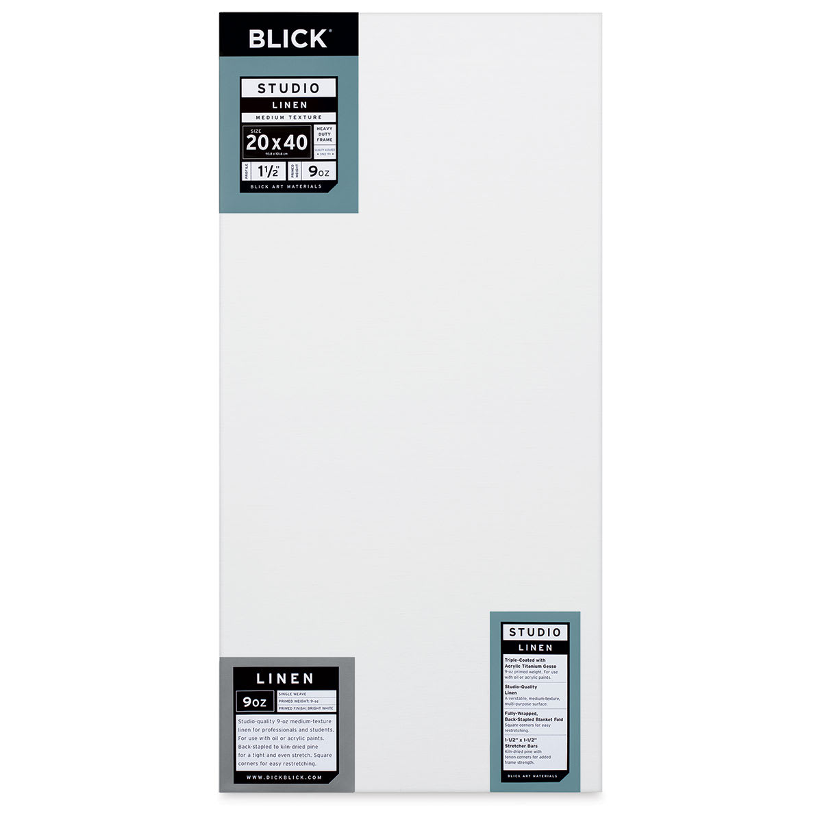 Blick Studio Linen Stretched Canvas - 20" x 40", Gallery 1-1/2" Profile