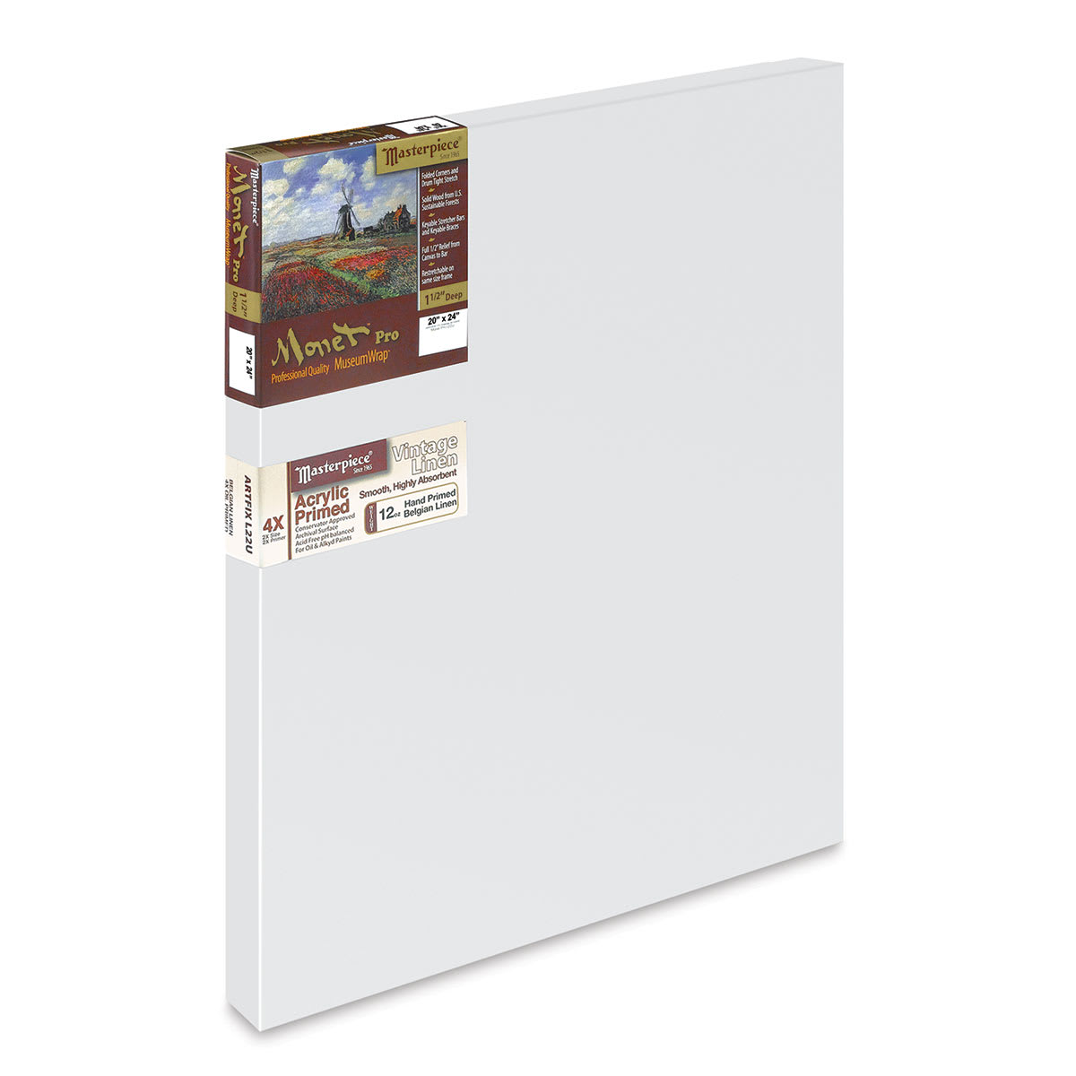 Masterpiece Monet Pro Artfix Linen Canvas - 20" x 24", Acrylic Primed