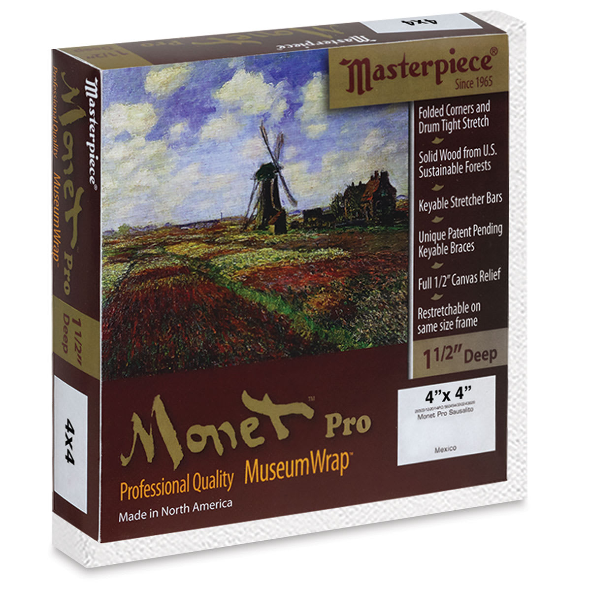 Masterpiece Monet Pro Sausalito Cotton Canvas - 4" x 4", Acrylic-Primed