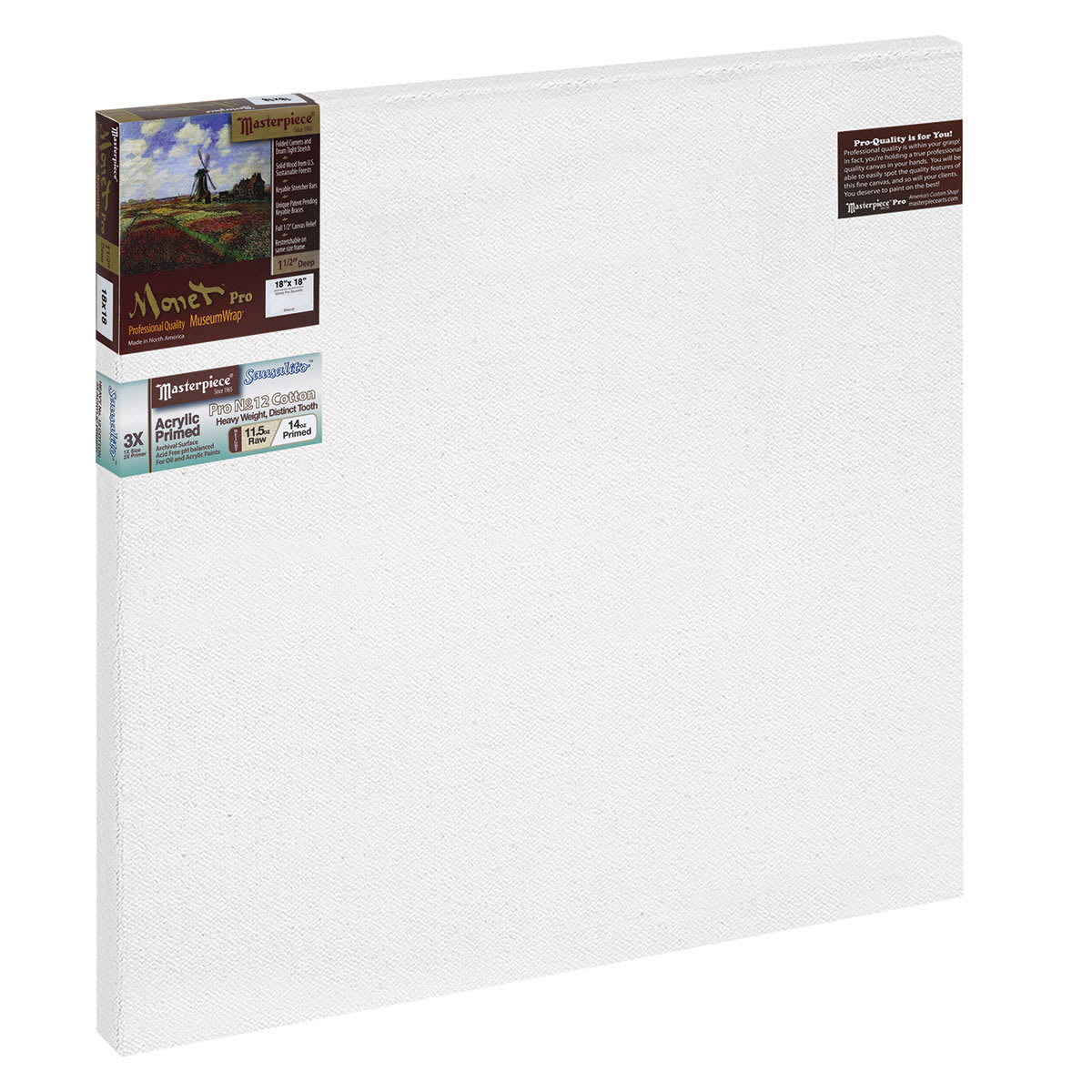 Masterpiece Monet Pro Sausalito Cotton Canvas - 18" x 18", Acrylic-Primed