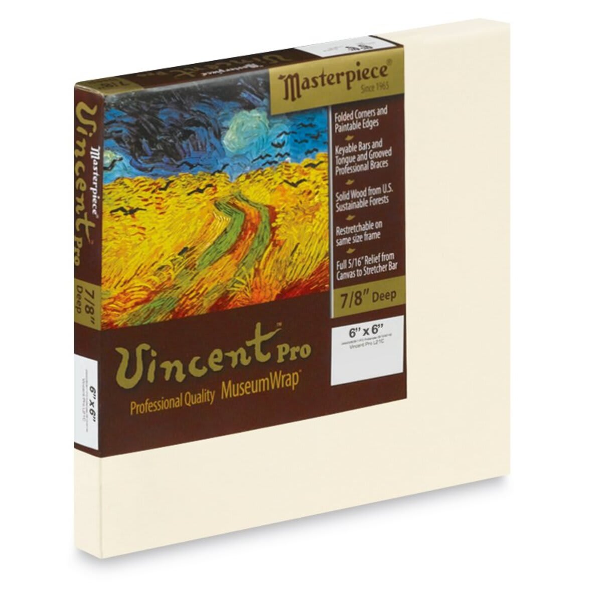 Masterpiece Vincent Pro Artfix Linen Canvas - 6" x 6", Oil Primed
