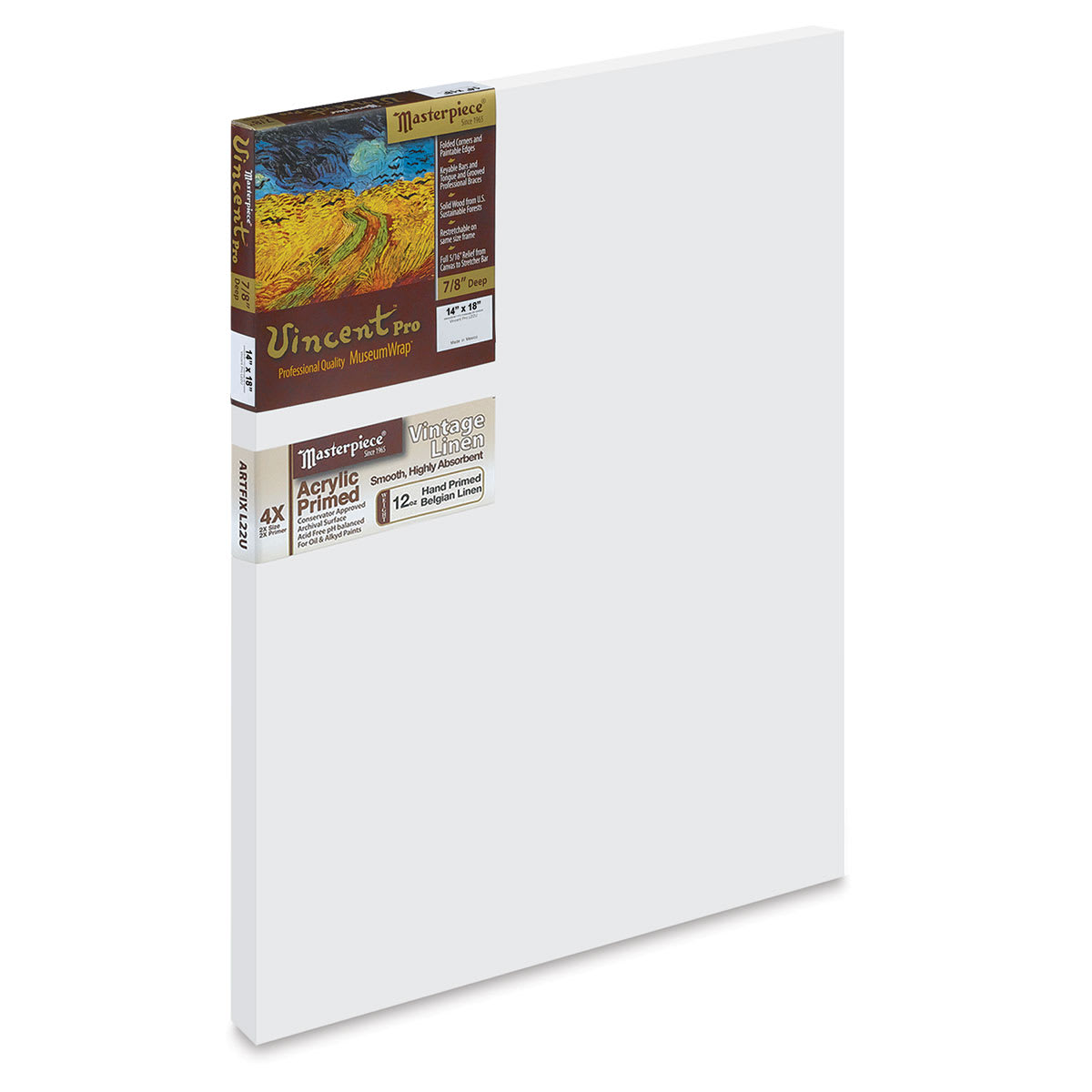 Masterpiece Vincent Pro Artfix Linen Canvas - 14" x 18", Acrylic Primed