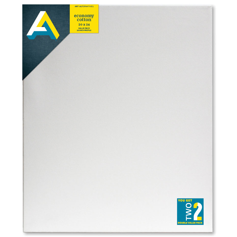Art Alternatives Economy Cotton Stretched Canvas - 20" x 24", 5/8" deep, Pkg of 2