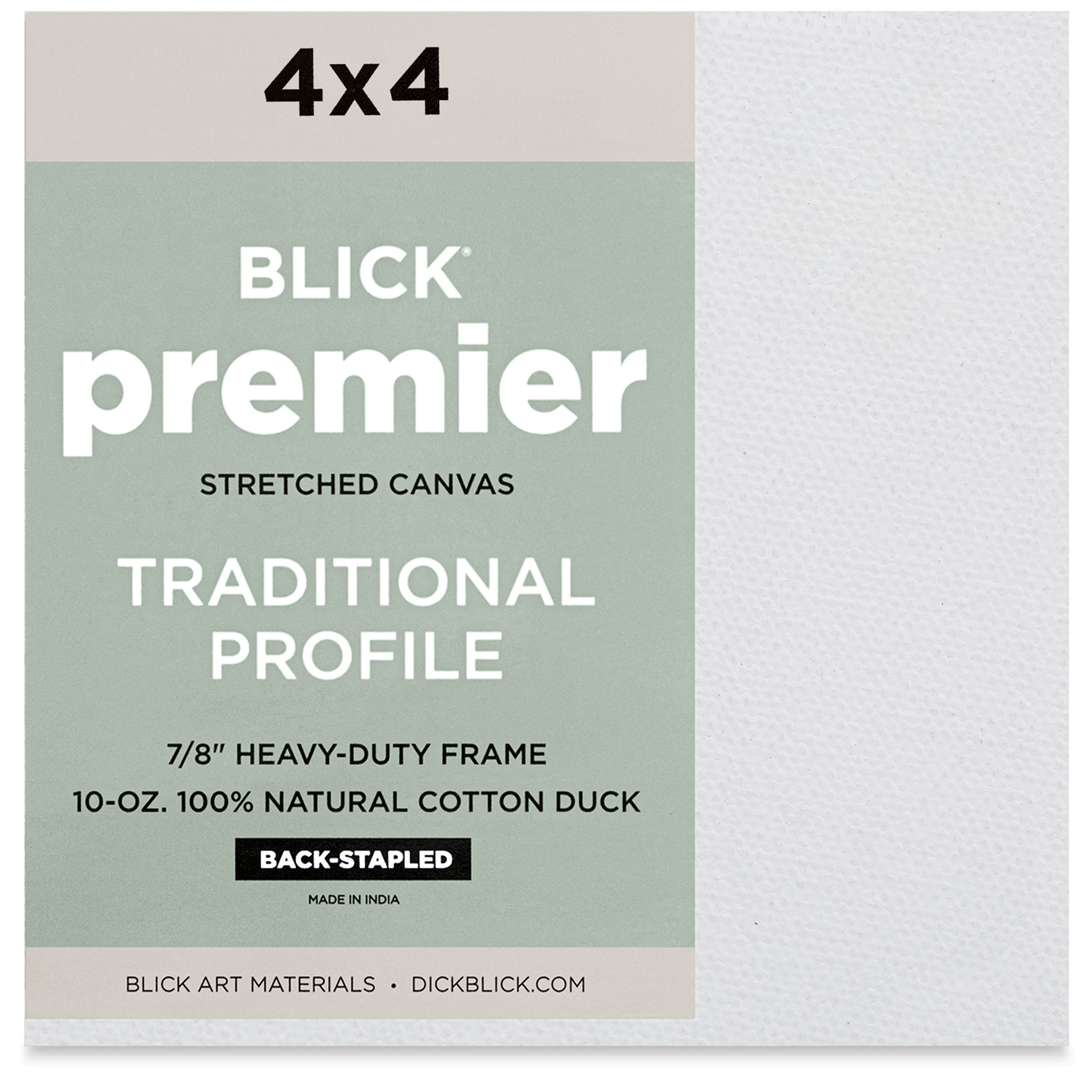 Blick Premier Stretched Cotton Canvas - Traditional Profile, Back-Stapled, 4" x 4"