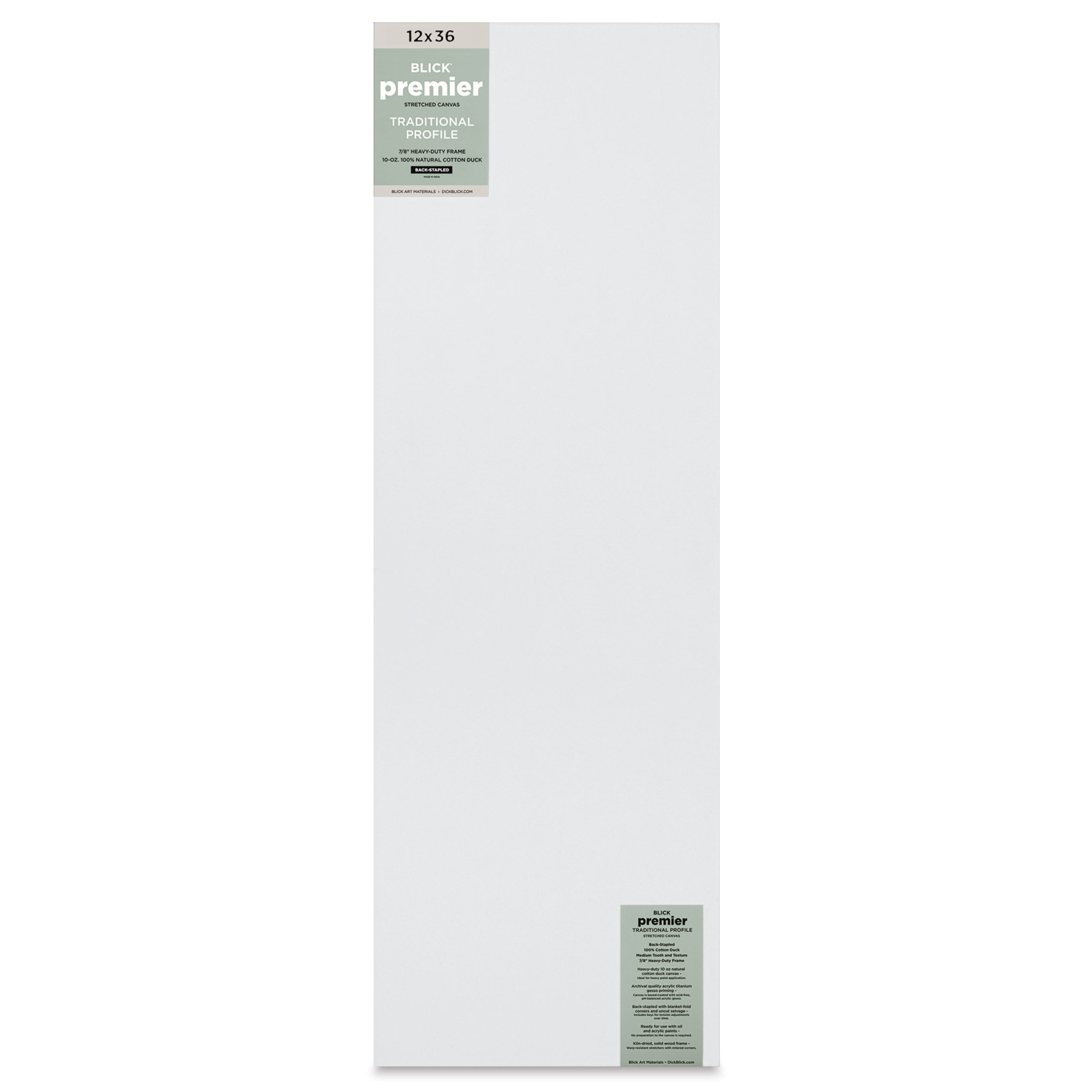 Blick Premier Stretched Cotton Canvas - Traditional Profile, Back-Stapled, 12" x 36"