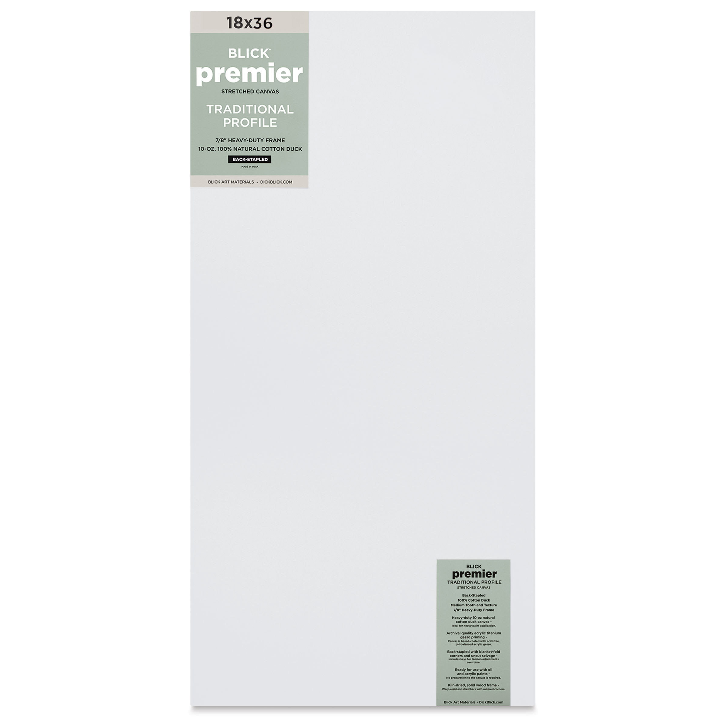 Blick Premier Stretched Cotton Canvas - Traditional Profile, Back-Stapled, 18" x 36"