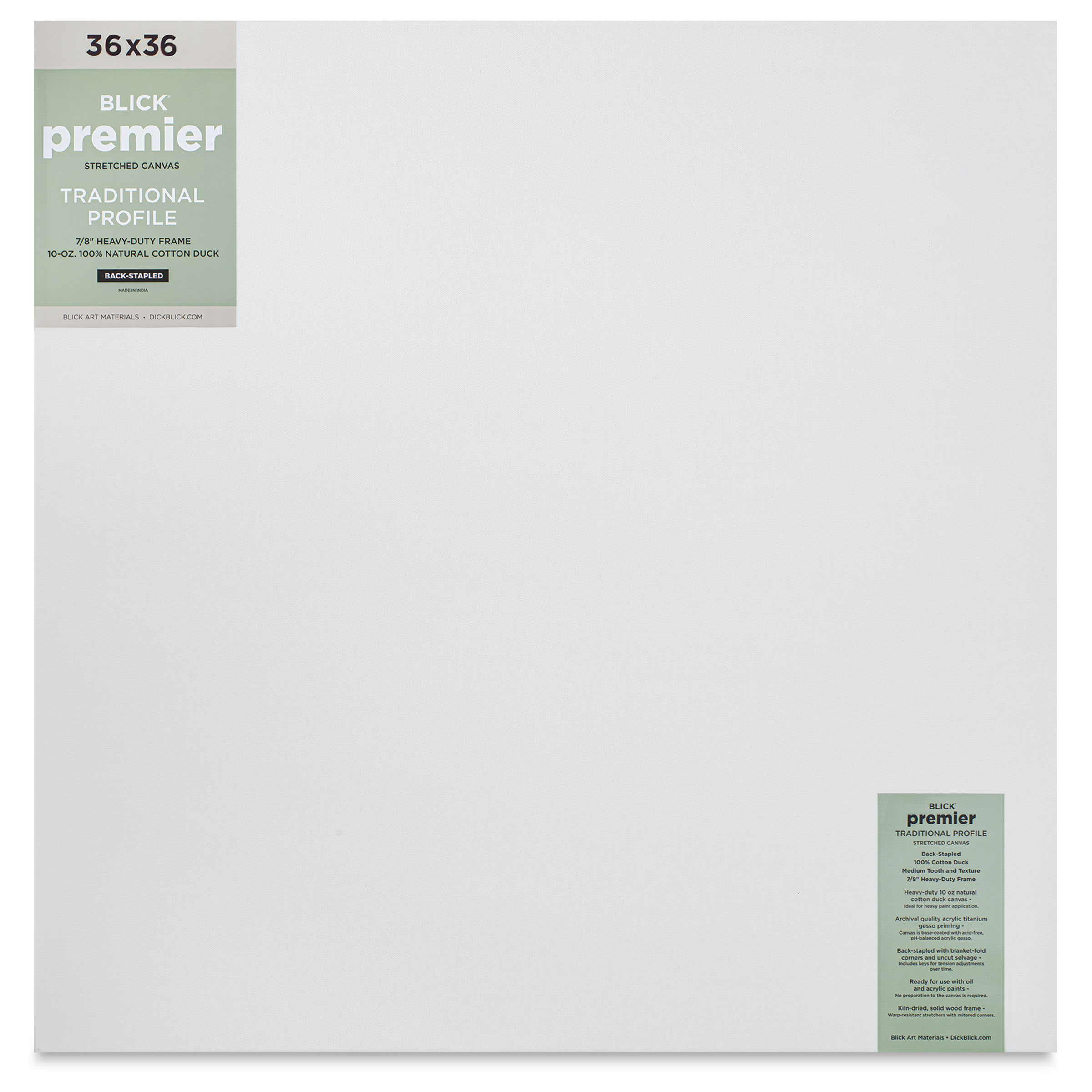 Blick Premier Stretched Cotton Canvas - Traditional Profile, Back-Stapled, 36" x 36"