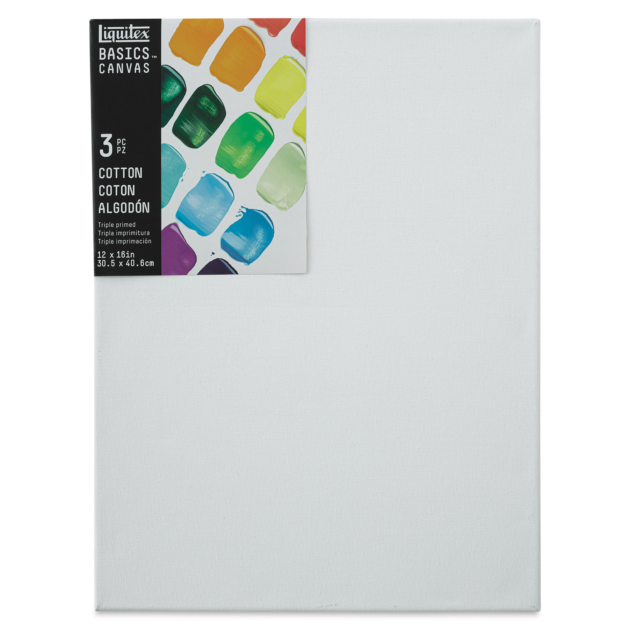 Liquitex Basics Stretched Cotton Canvas Pack - 12" x 16", Pkg of 3