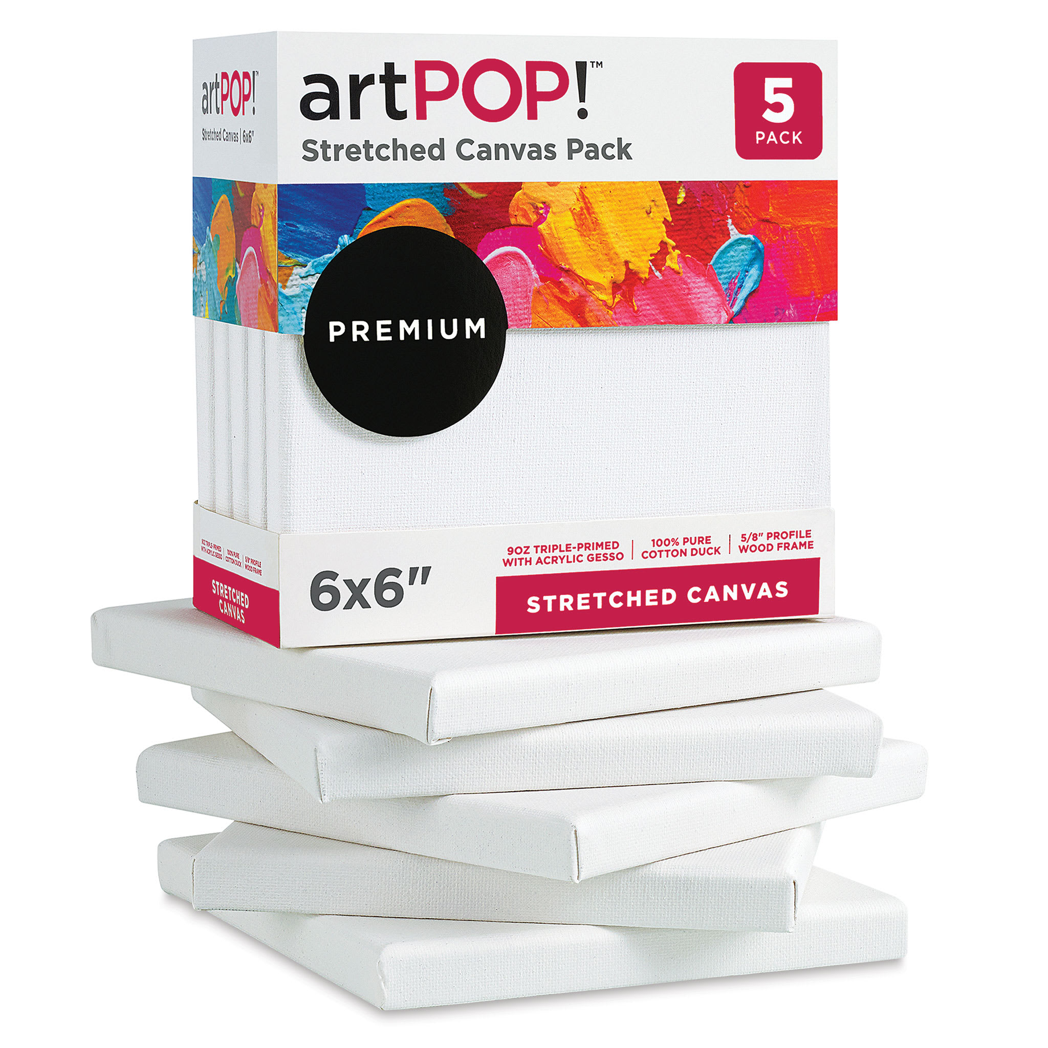 artPOP! Stretched Canvas Pack - 6" x 6", Pkg of 5