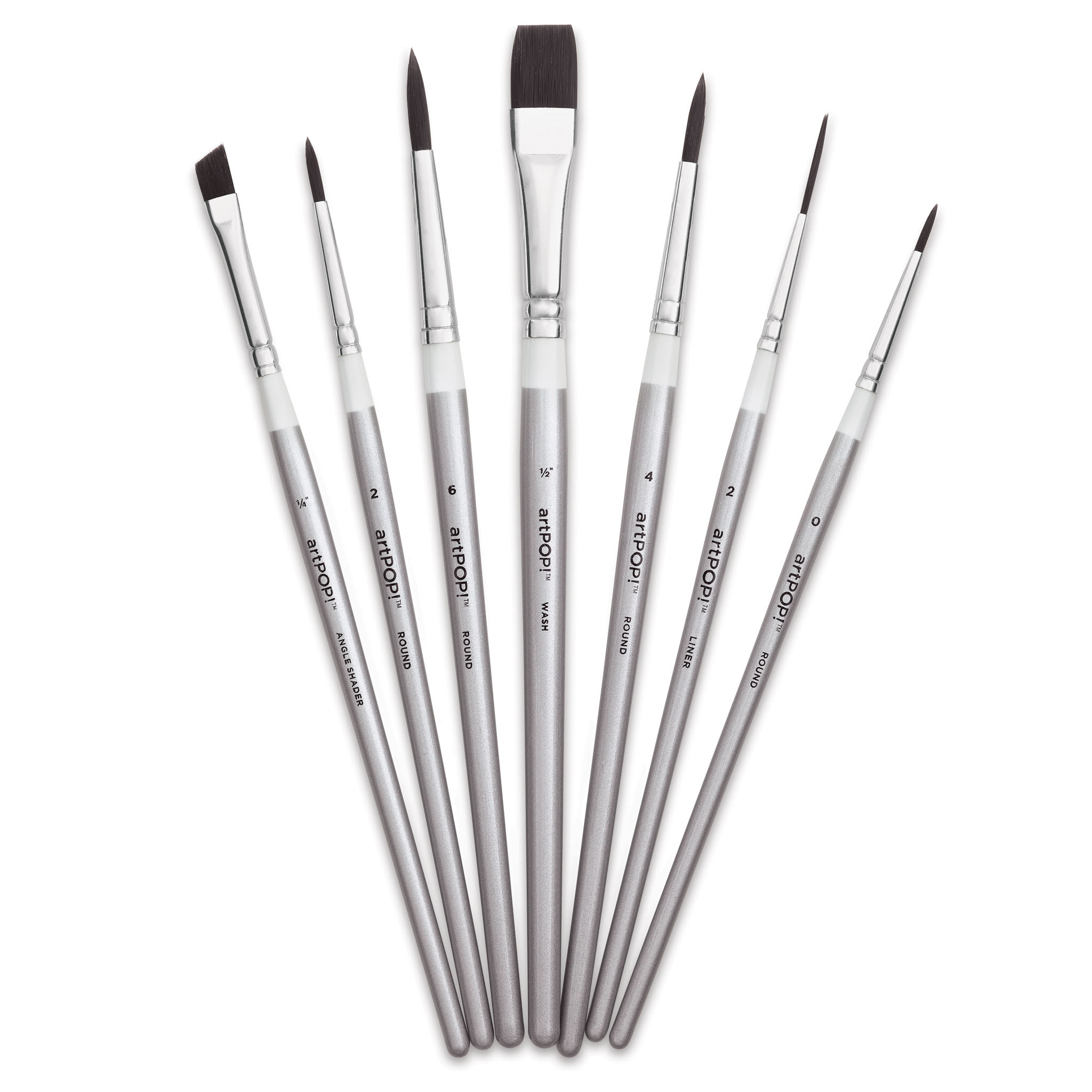 artPOP! Premium Plus Synthetic Watercolor Brush Set - Set of 7, Short Handle