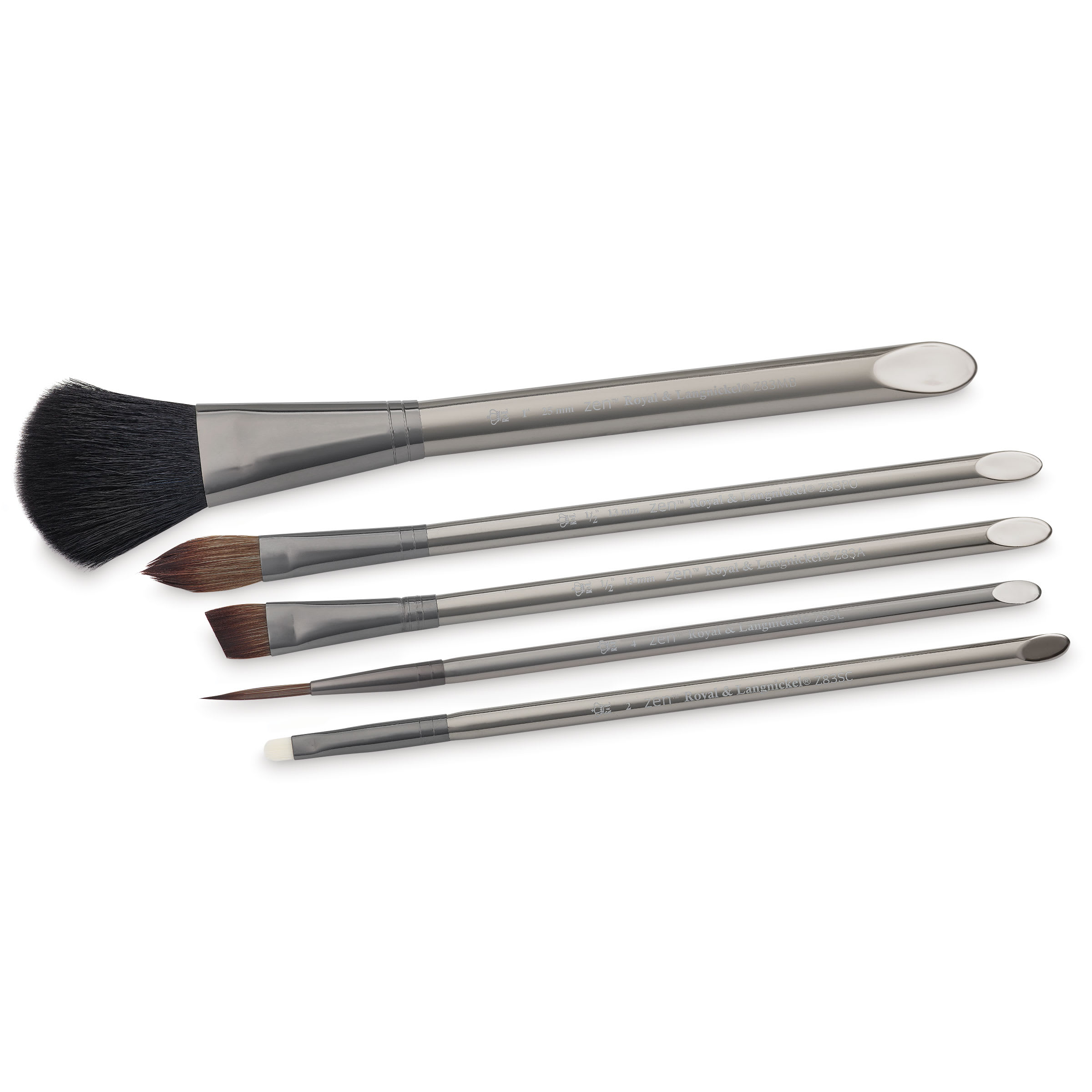 Royal & Langnickel Zen Synthetic Watercolor Brushes - Mop Variety, Short Handle, Set of 5