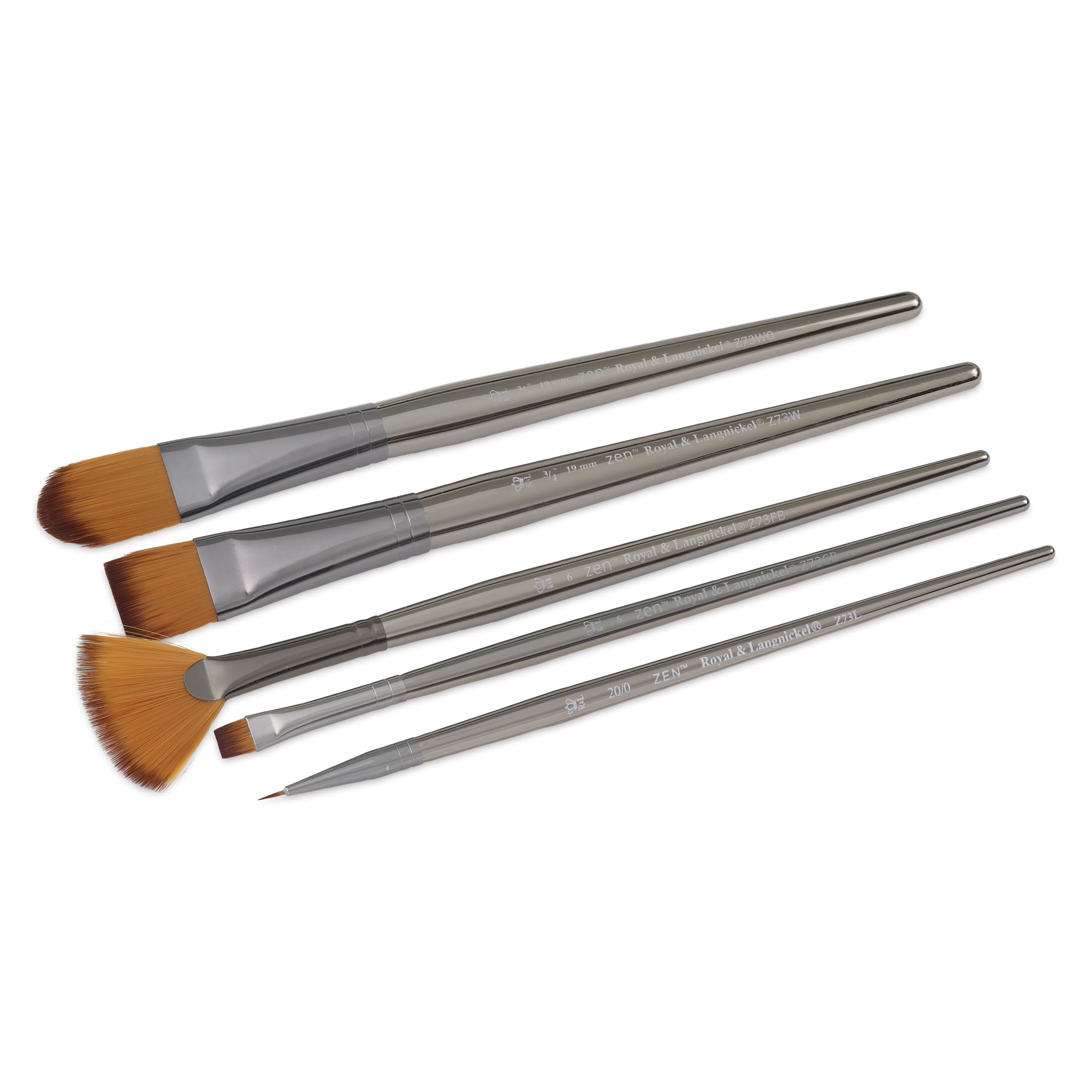 Royal & Langnickel Zen Brushes - Set 736, Set of 5, Short Handle