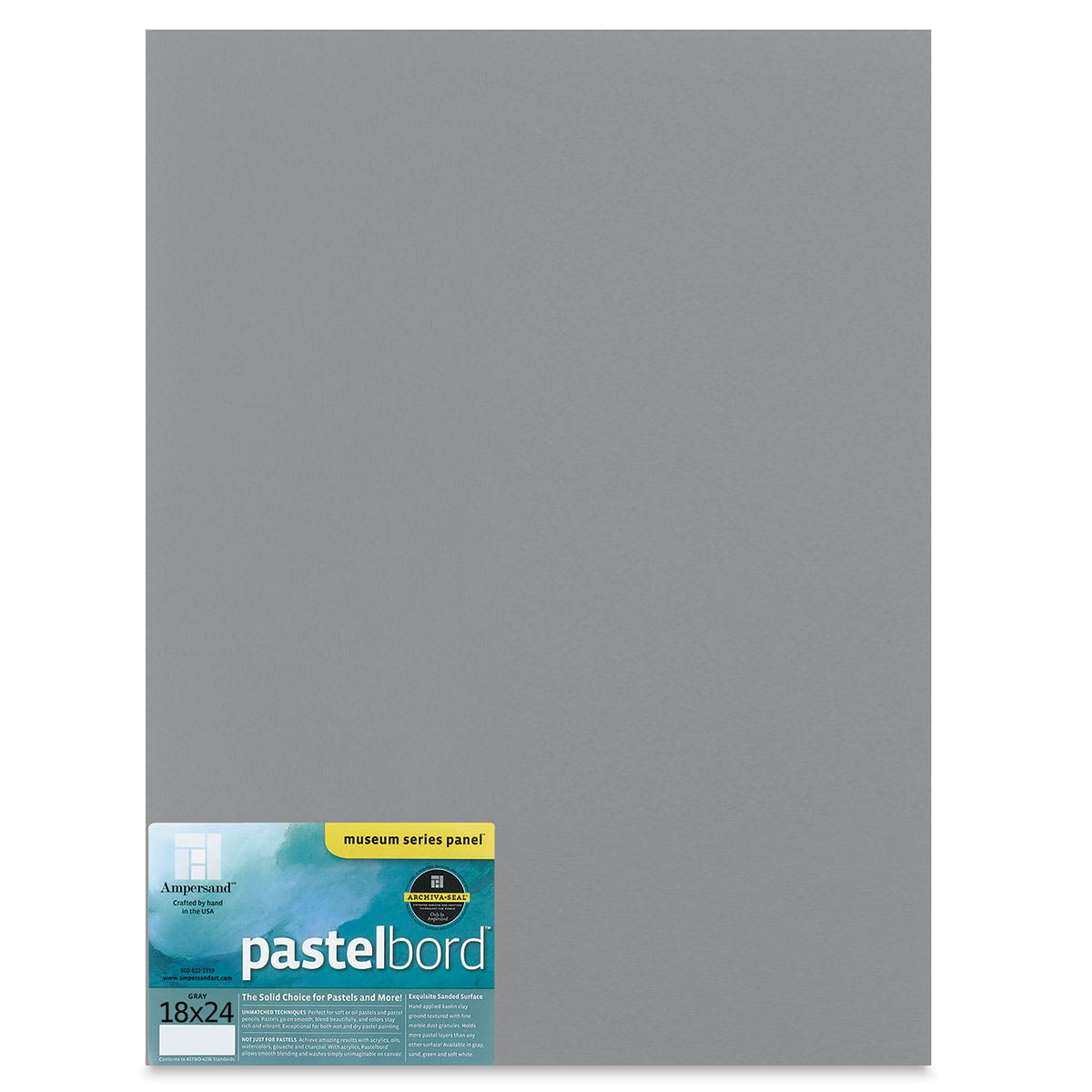 Ampersand Pastelbord Panel - 18" x 24", 1/8" Profile, Gray
