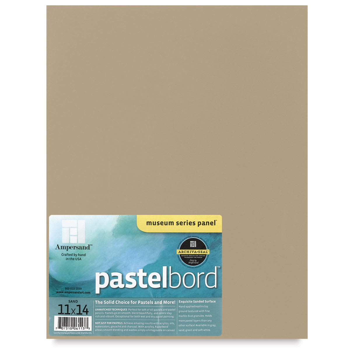 Ampersand Pastelbord Panel - 11" x 14", 1/8" Profile, Sand