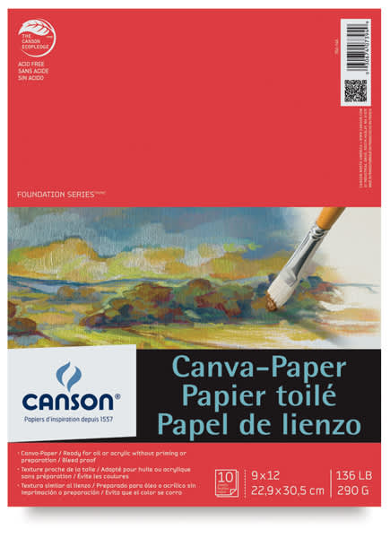 Canson Foundation Canva-Paper Pad - 9" x 12", White, 10 sheets