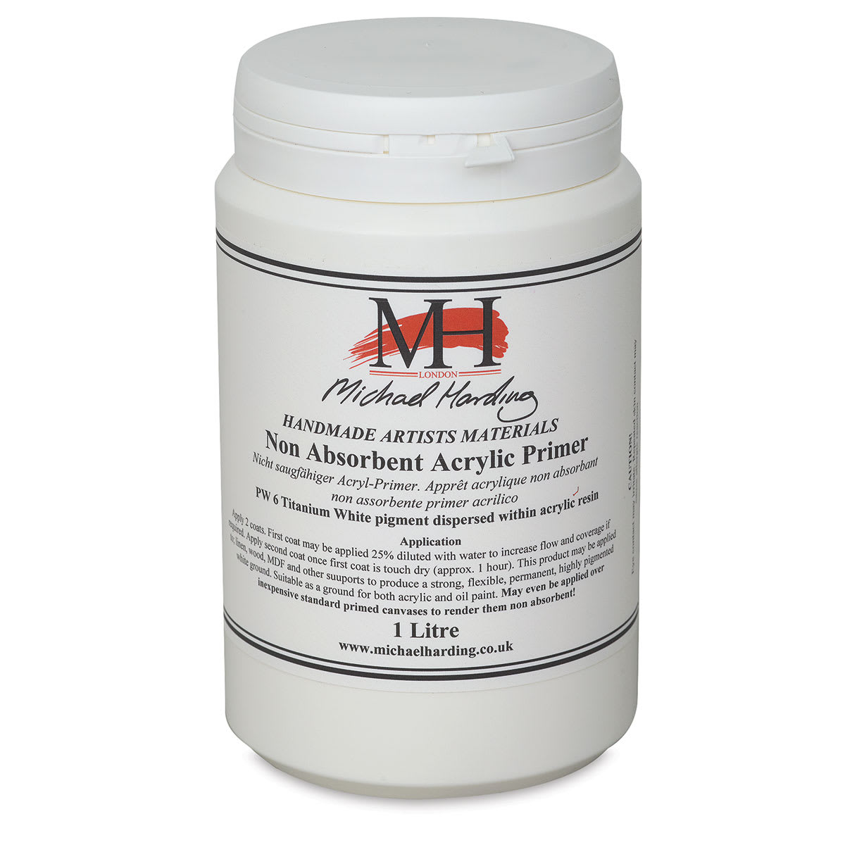 Michael Harding Non-Absorbent Acrylic Primer - White, 1 Liter, Jar