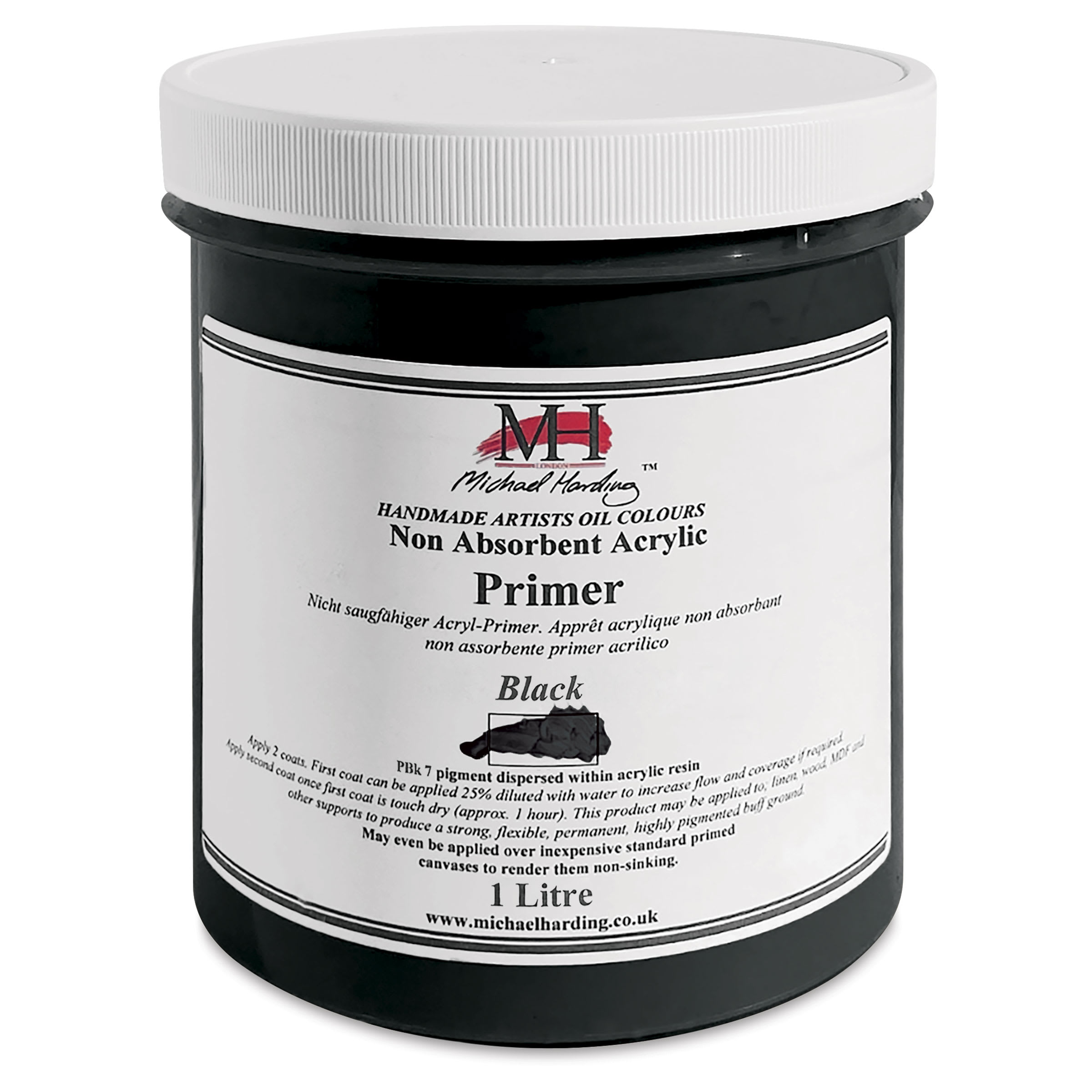 Michael Harding Non-Absorbent Acrylic Primer - Black, 1 Liter, Jar