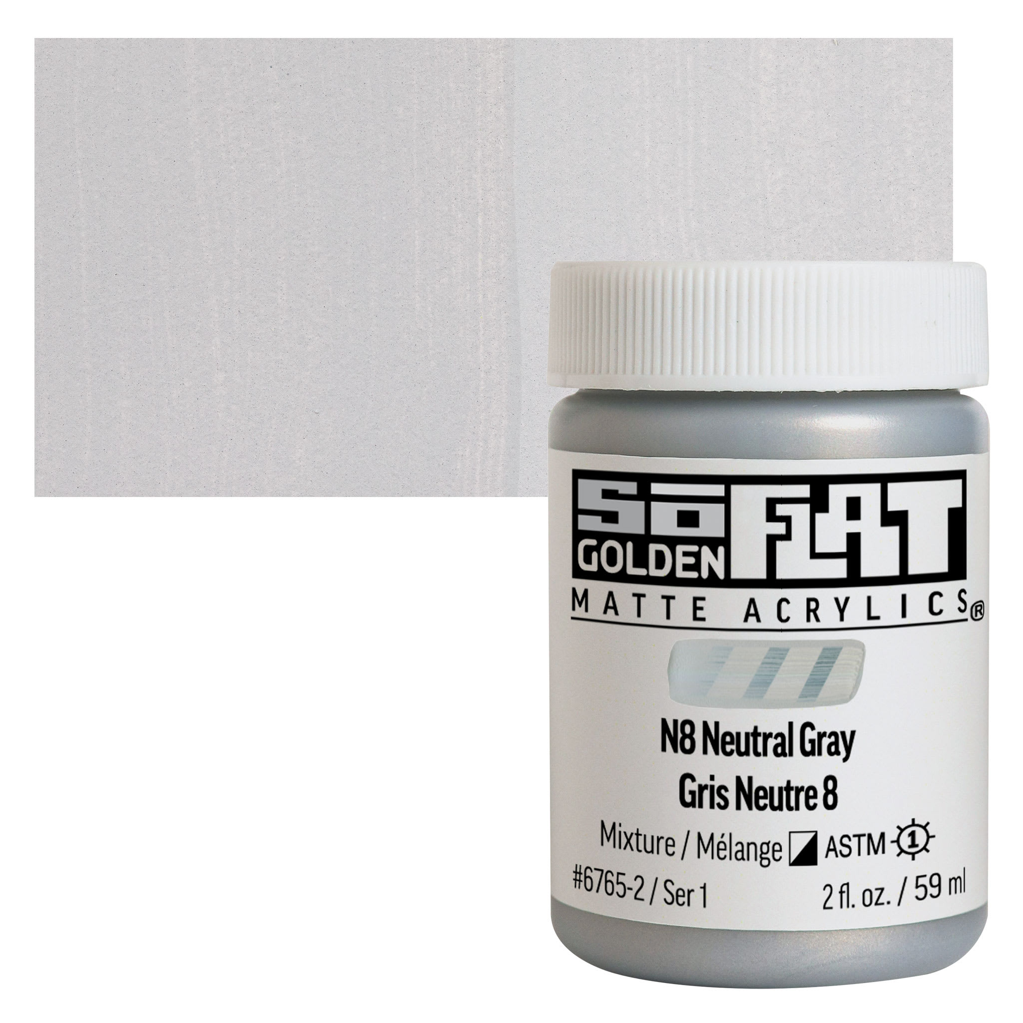 Golden SoFlat Matte Acrylic Paint - N8 Neutral Gray, 59 ml, Jar