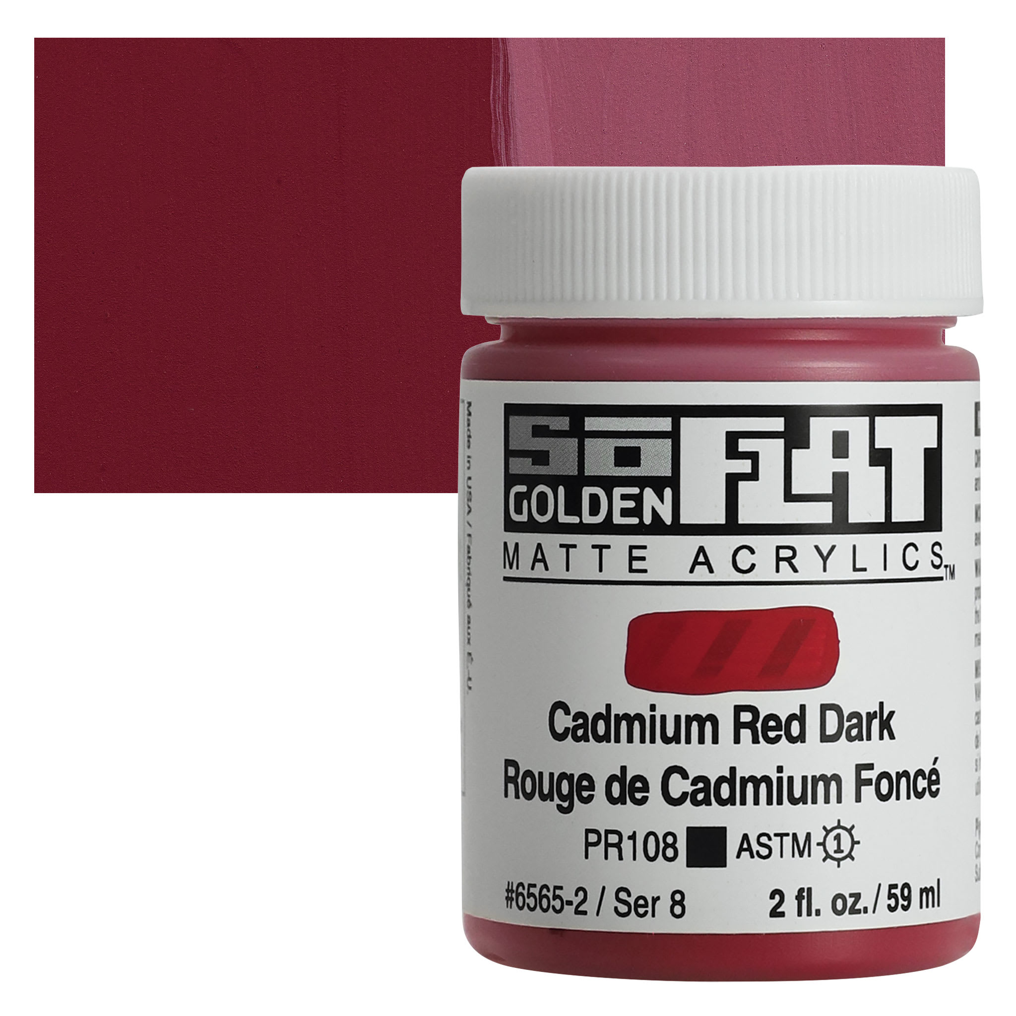 Golden SoFlat Matte Acrylic Paint - Cadmium Red Dark, 59 ml, Jar