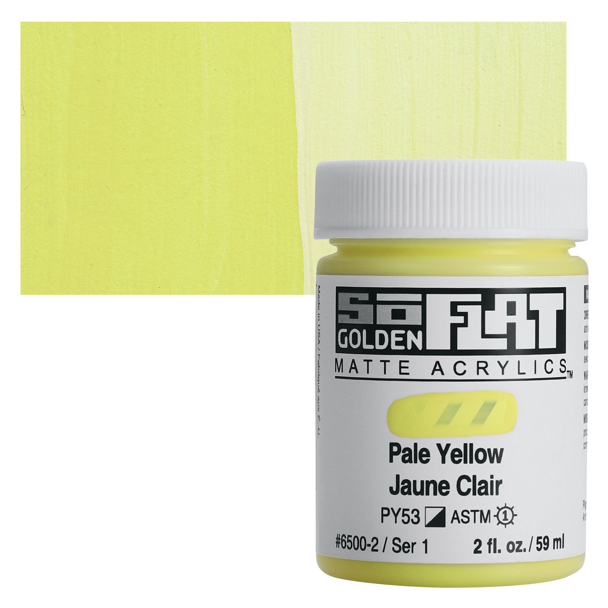 Golden SoFlat Matte Acrylic Paint - Pale Yellow, 59 ml, Jar