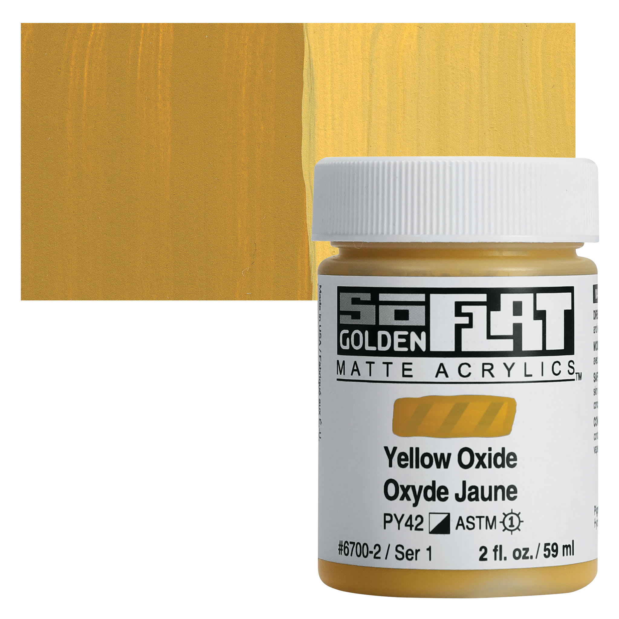 Golden SoFlat Matte Acrylic Paint - Yellow Oxide, 59 ml, Jar