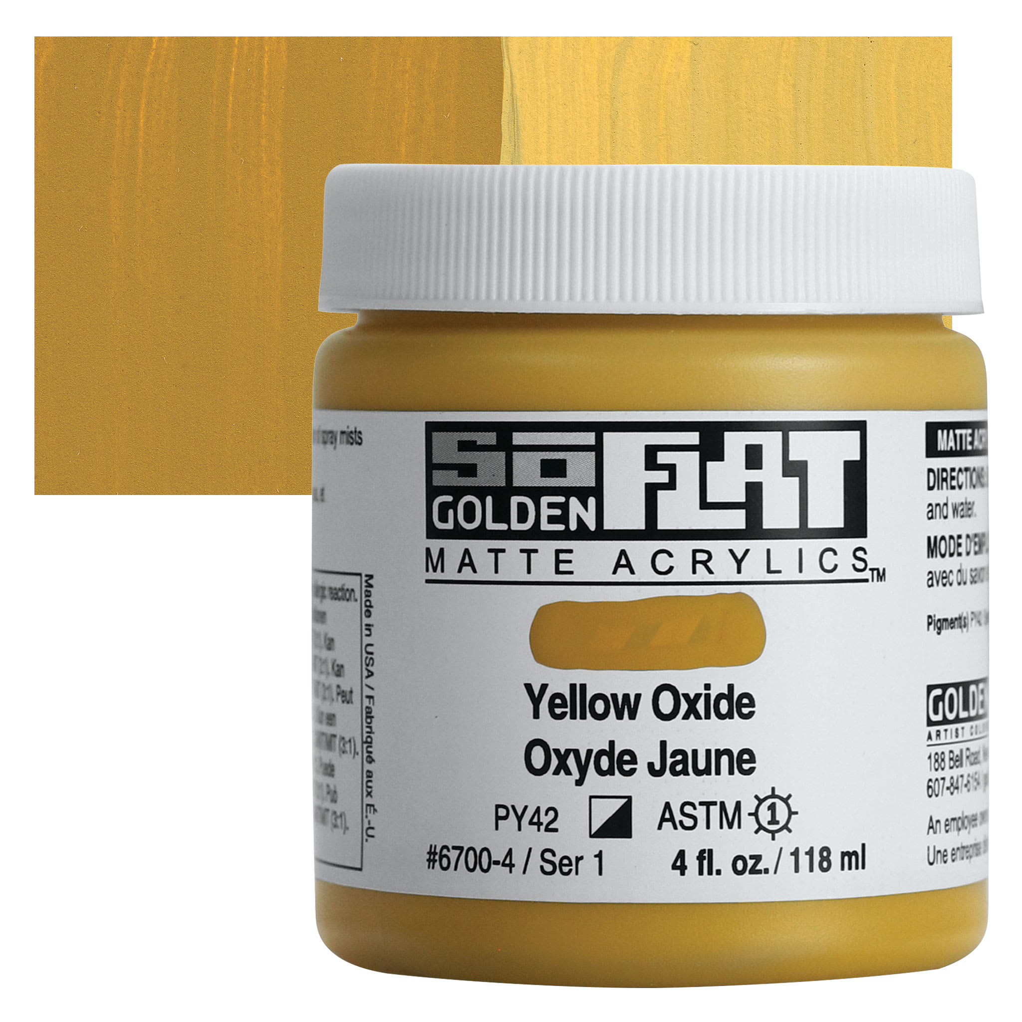 Golden SoFlat Matte Acrylic Paint - Yellow Oxide, 118 ml, Jar
