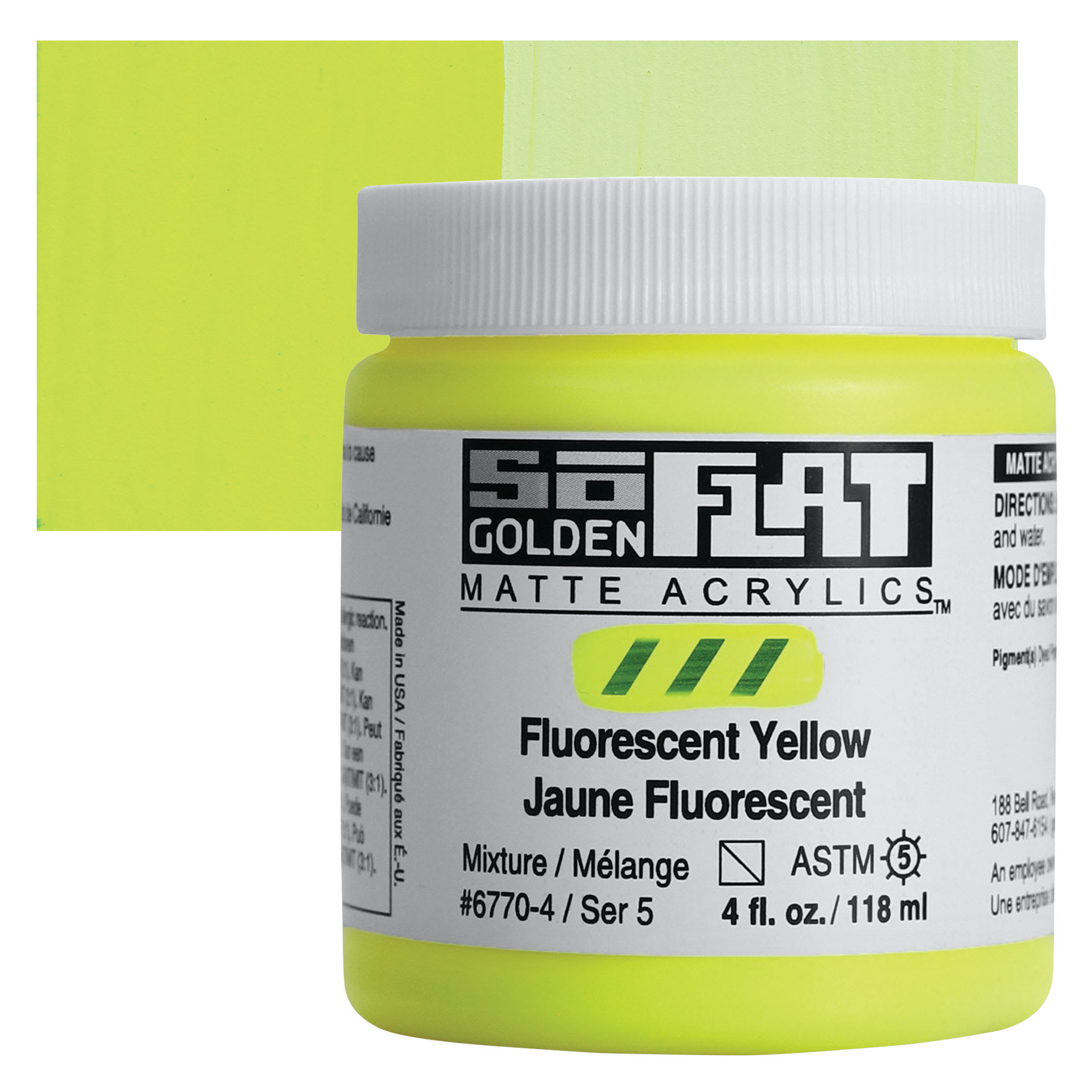Golden SoFlat Matte Acrylic Paint - Fluorescent Yellow, 118 ml, Jar