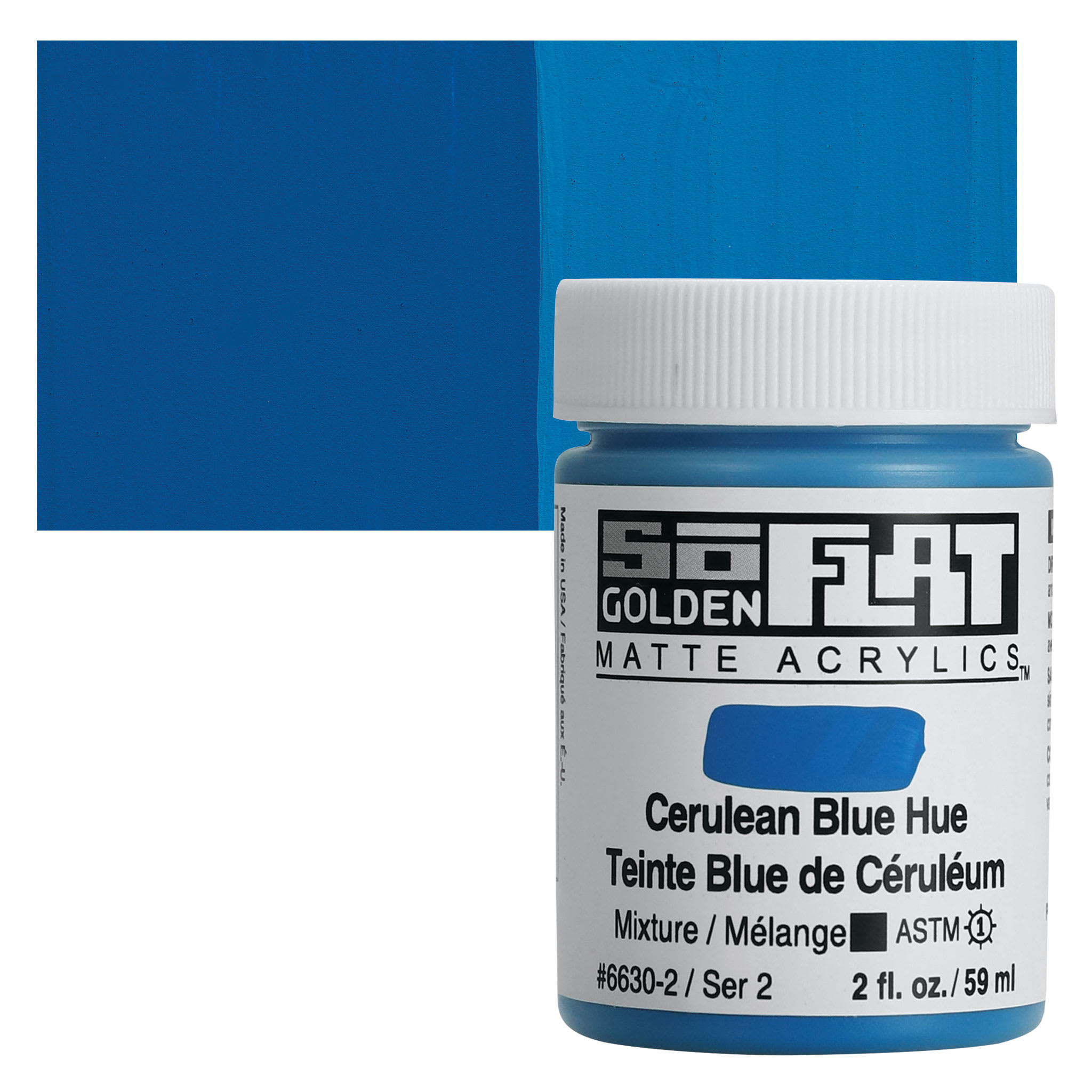 Golden® 2 oz SoFlat Matte Acrylic Paint in Cerulean Blue Hue | 2 fl oz