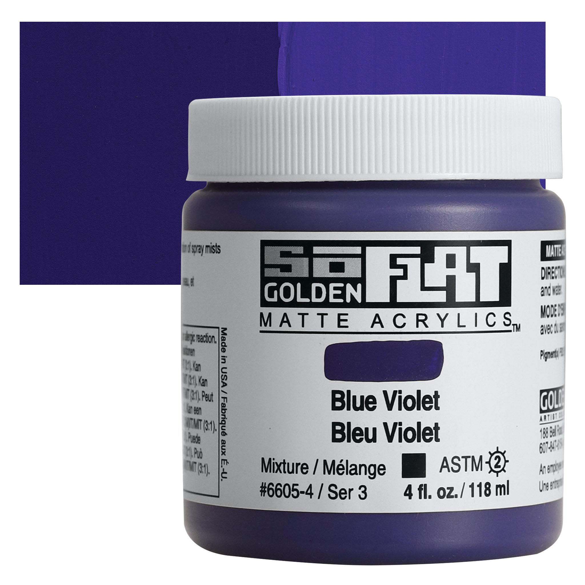 Golden SoFlat Matte Acrylic Paint - Blue Violet, 118 ml, Jar